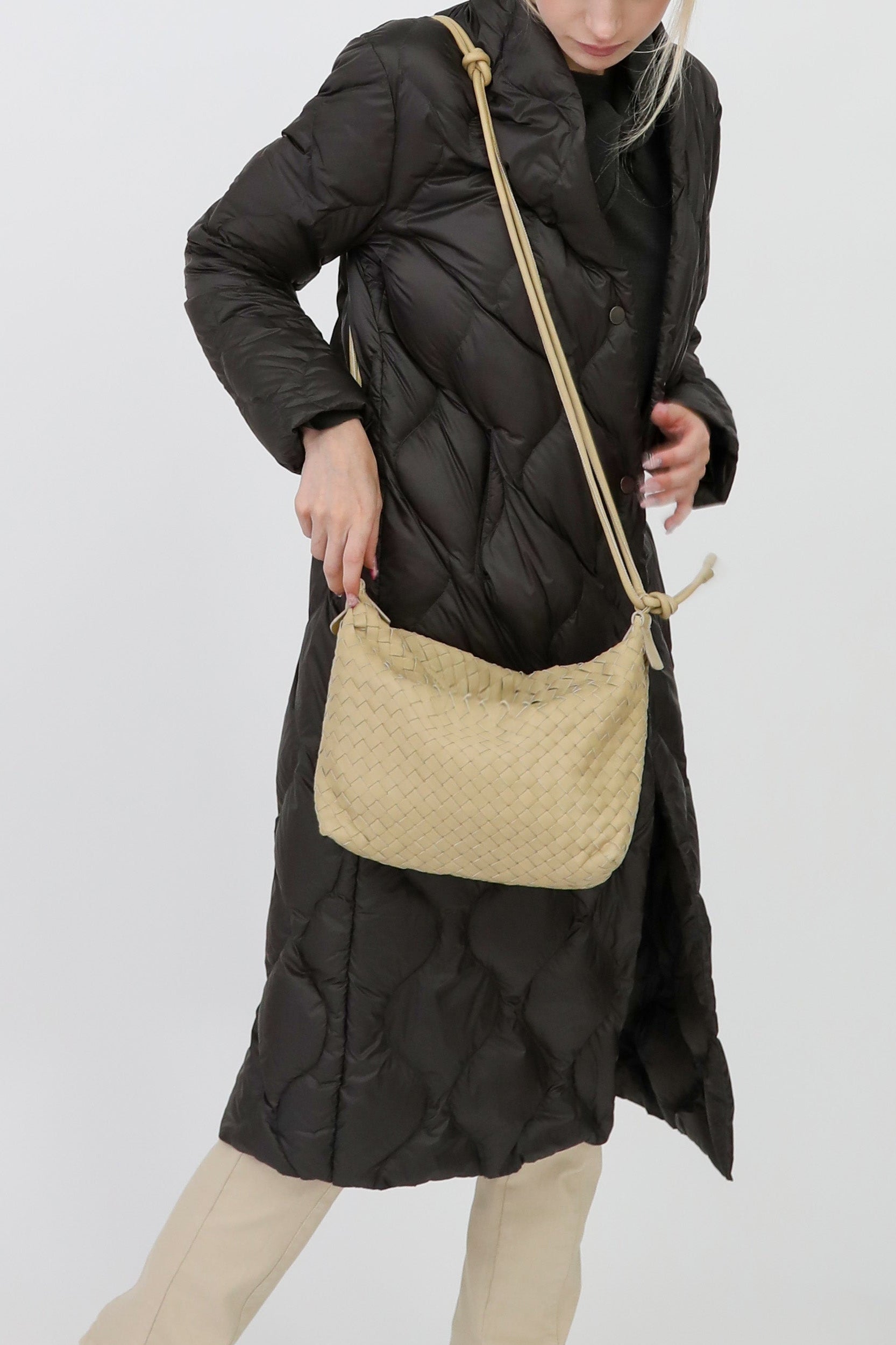 BRIATA BAG IN WOVEN LEATHER ECRU - Jarbo