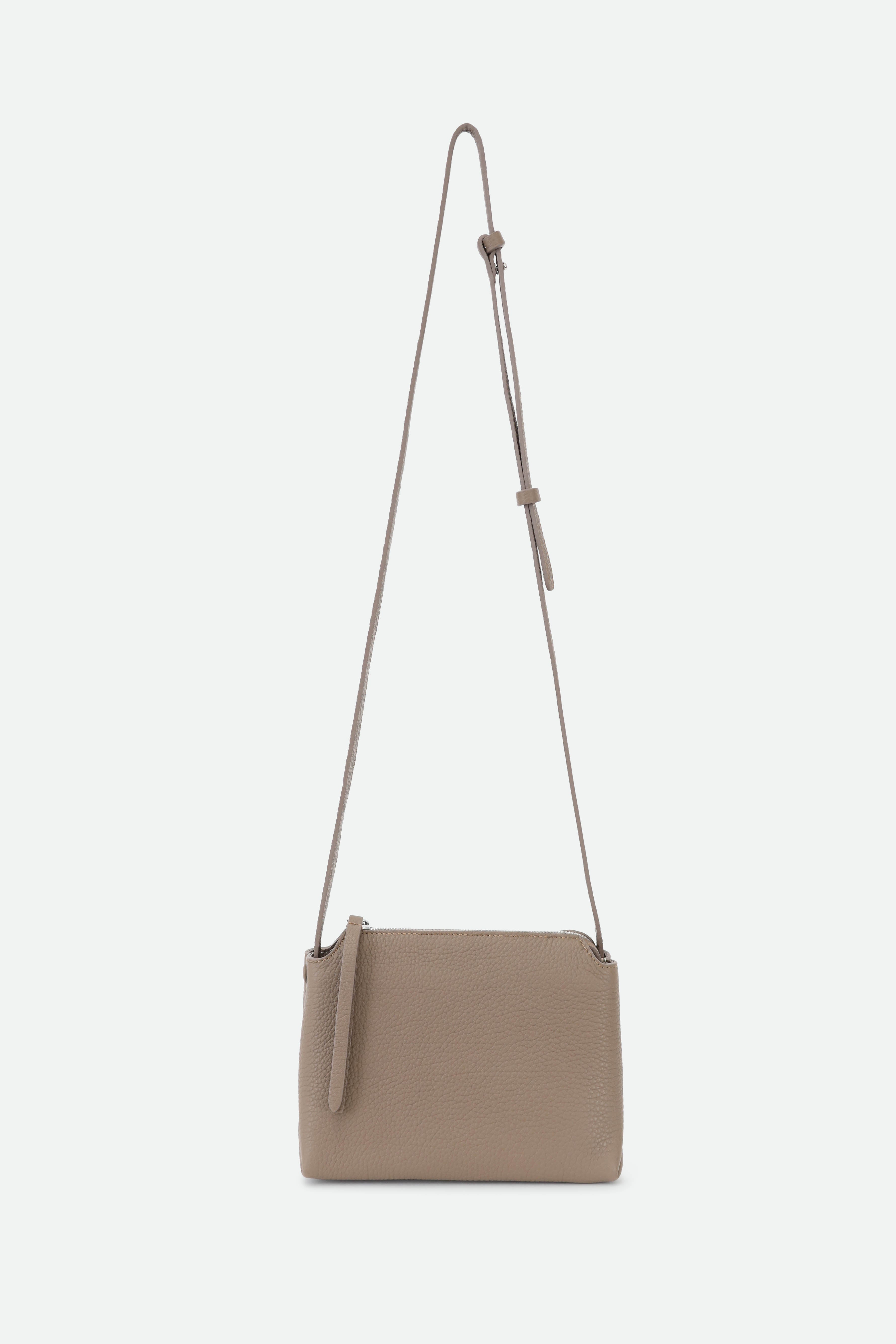 BRIDGET ITALIAN LEATHER CROSSBODY BAG IN TAUPE - Jarbo