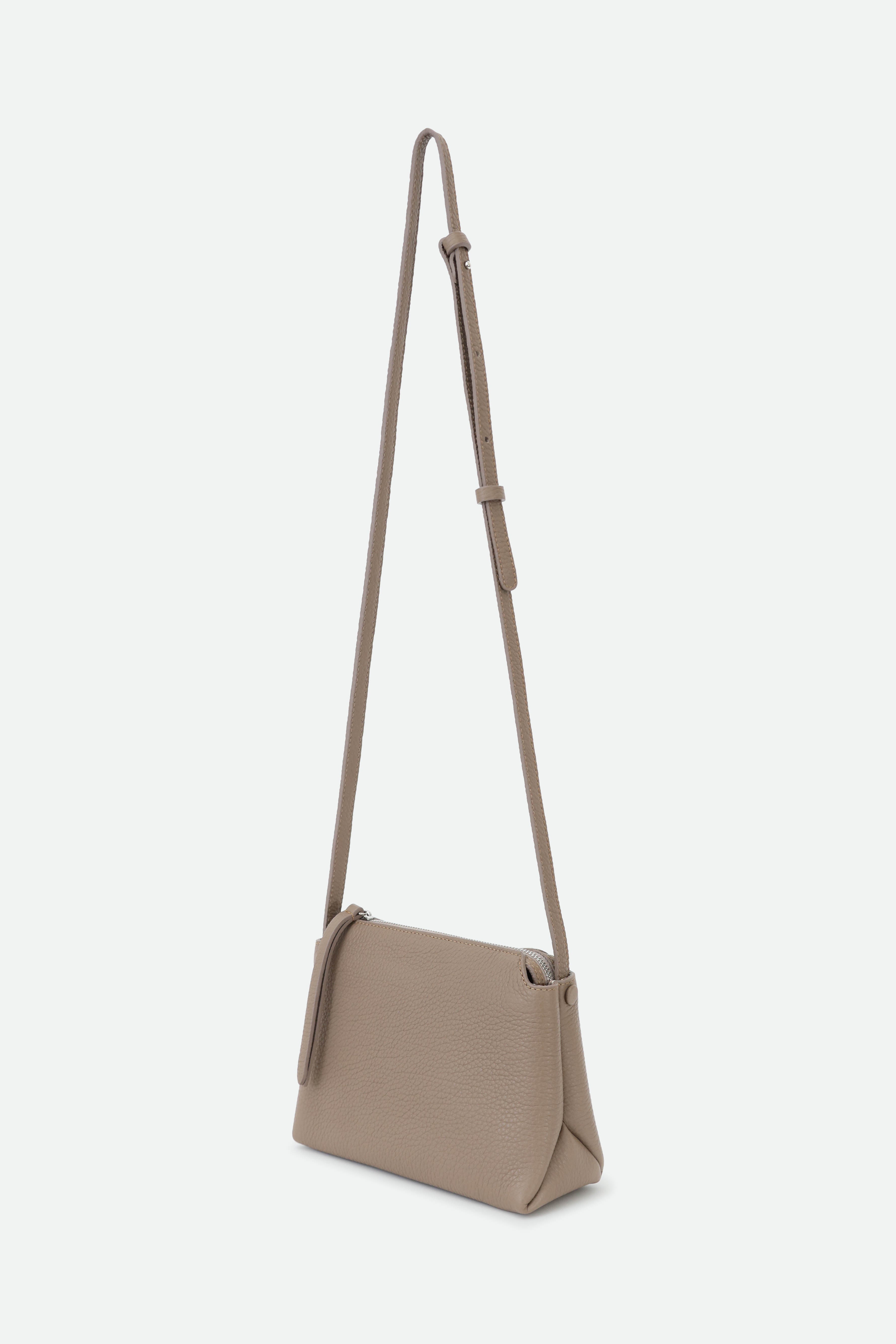 BRIDGET ITALIAN LEATHER CROSSBODY BAG IN TAUPE - Jarbo
