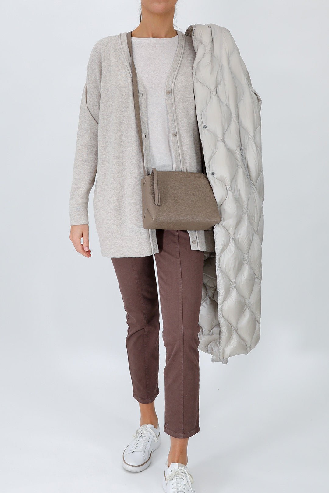 BRIDGET ITALIAN LEATHER CROSSBODY BAG IN TAUPE - Jarbo