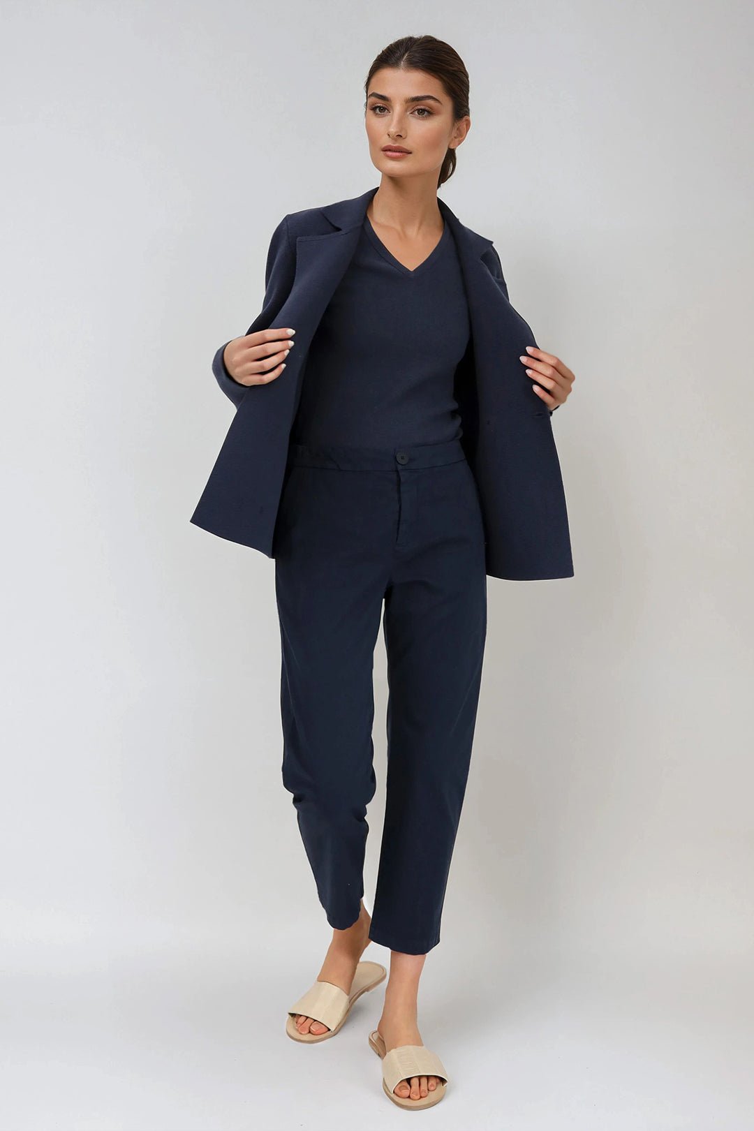 BRISIO DOUBLE BREASTED BLAZER IN ITALIAN COTTON