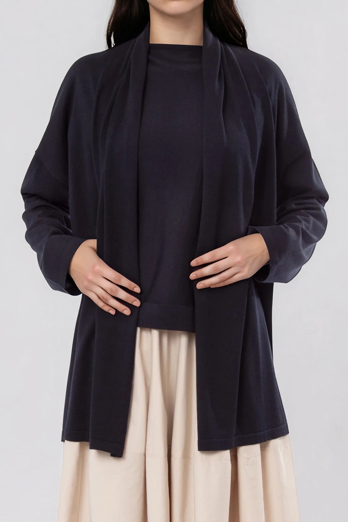 CADE SHAWL CARDIGAN IN FINE GAUGE ITALIAN SILK COTTON - Jarbo