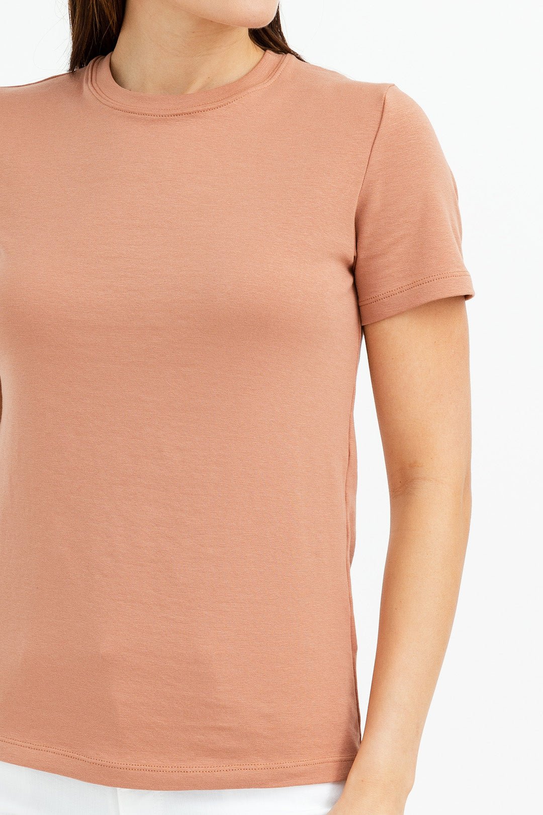 CAP SLEEVE CREW IN PIMA COTTON STRETCH - Jarbo