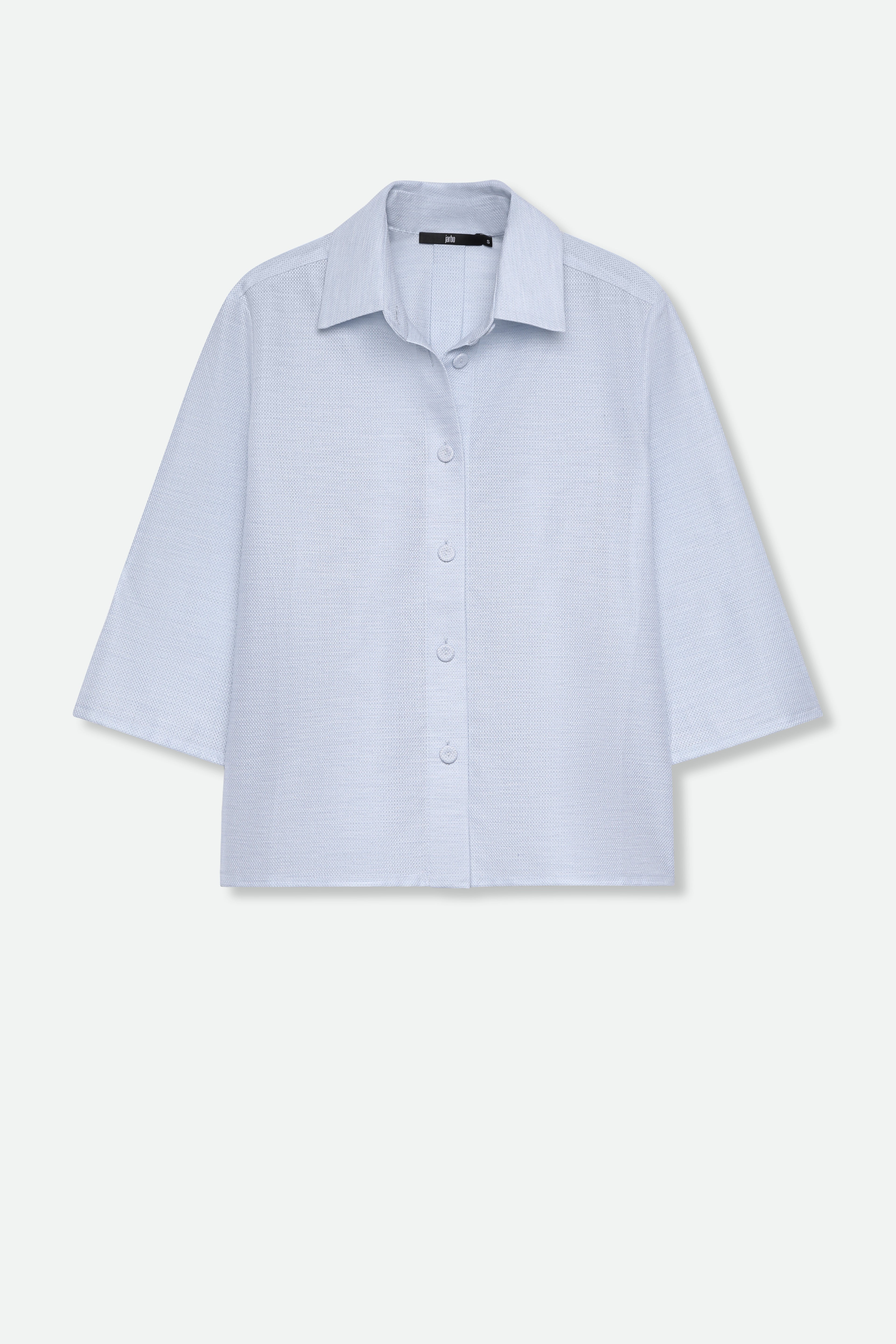 CESARE CAMP SHIRT IN ITALIAN COTTON PIQUE LIGHT BLUE HONEYCOMB - Jarbo