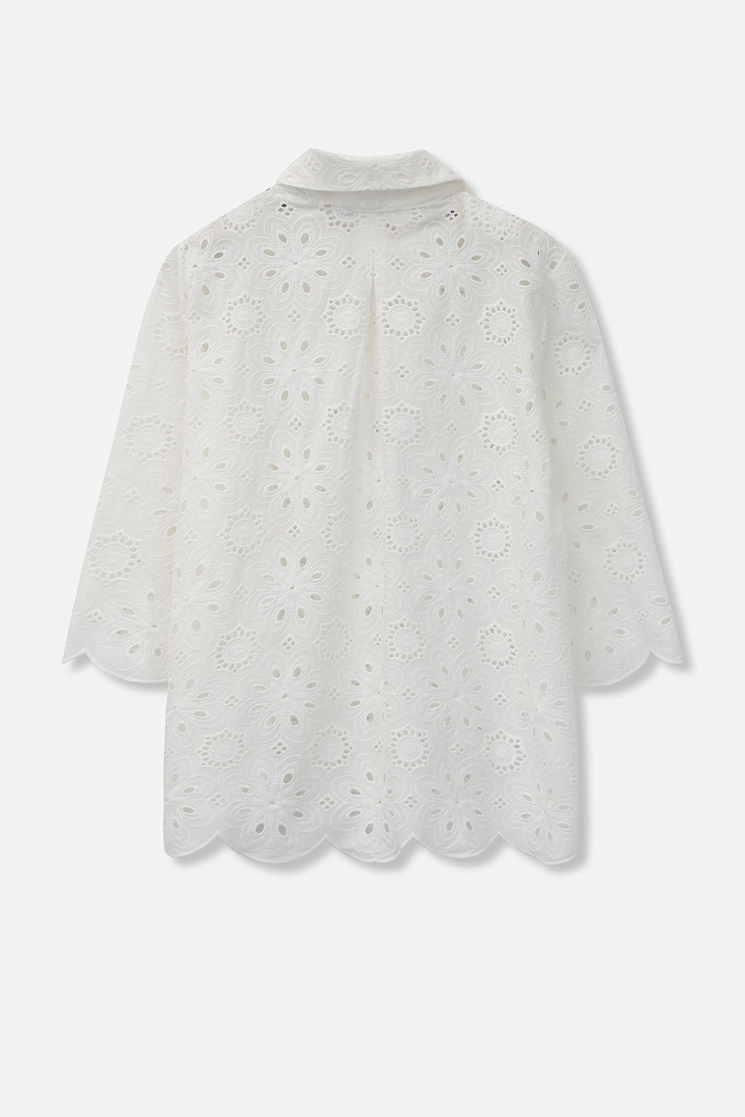CESARE CAMP SHIRT ITALIAN COTTON WHITE EYELET - Jarbo