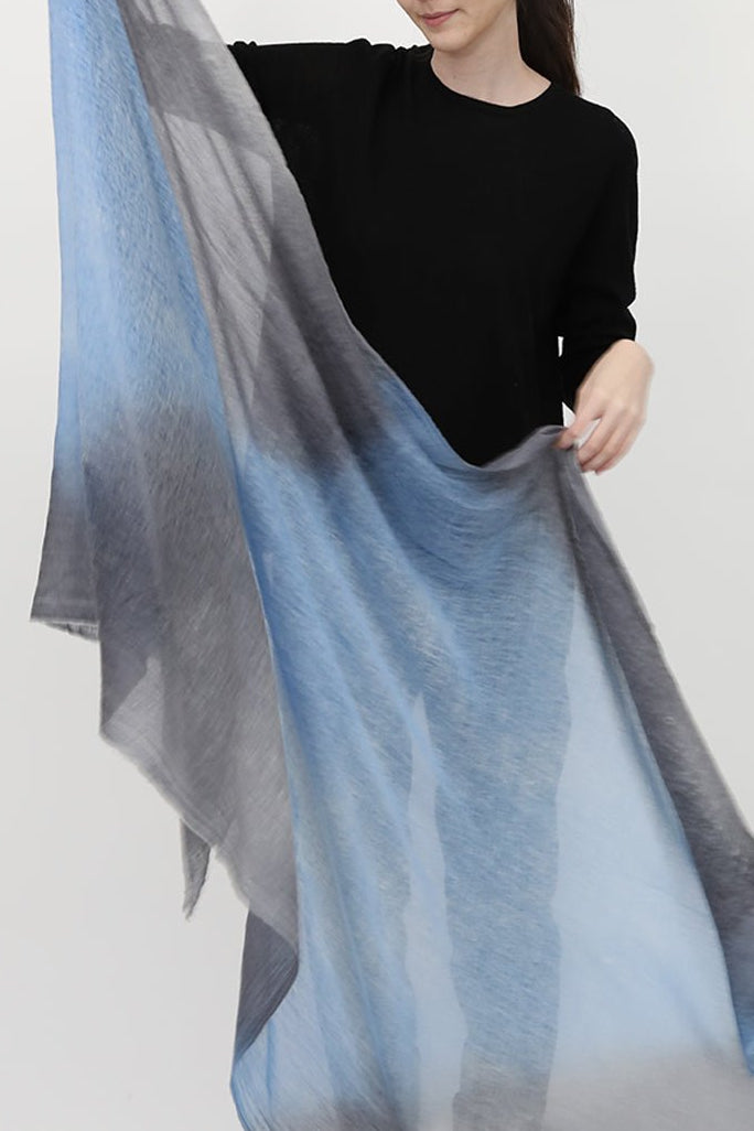 CHARCOAL MAVI SCARF IN HAND DYED CASHMERE - Jarbo