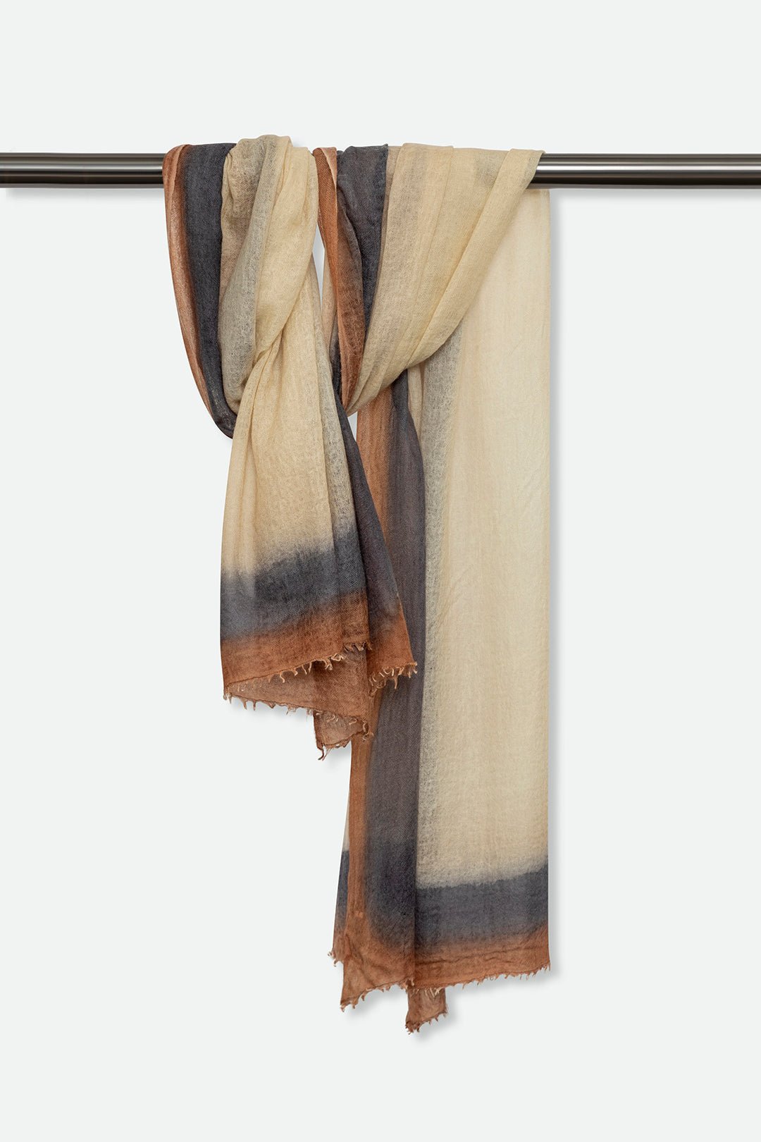 CHARCOAL NUTMEG SCARF IN HAND DYED CASHMERE - Jarbo