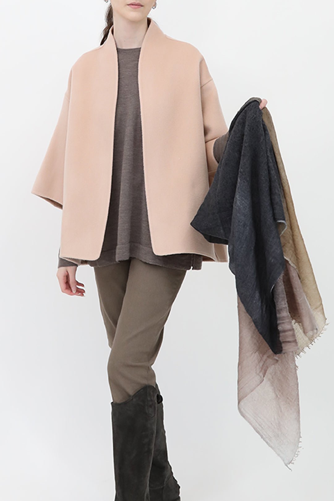 CHATEAU TOFFEE SCARF IN HAND DYED CASHMERE - Jarbo