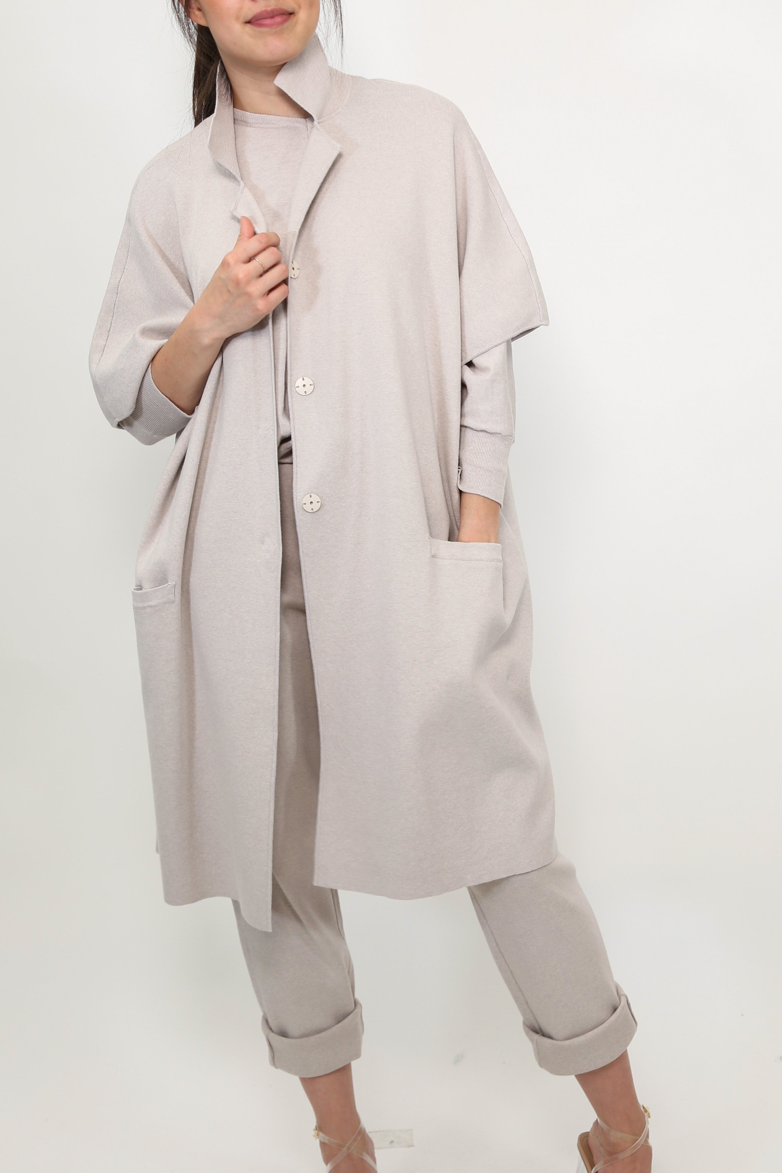 CLEO COAT IN KNIT PIMA COTTON IN HEATHER