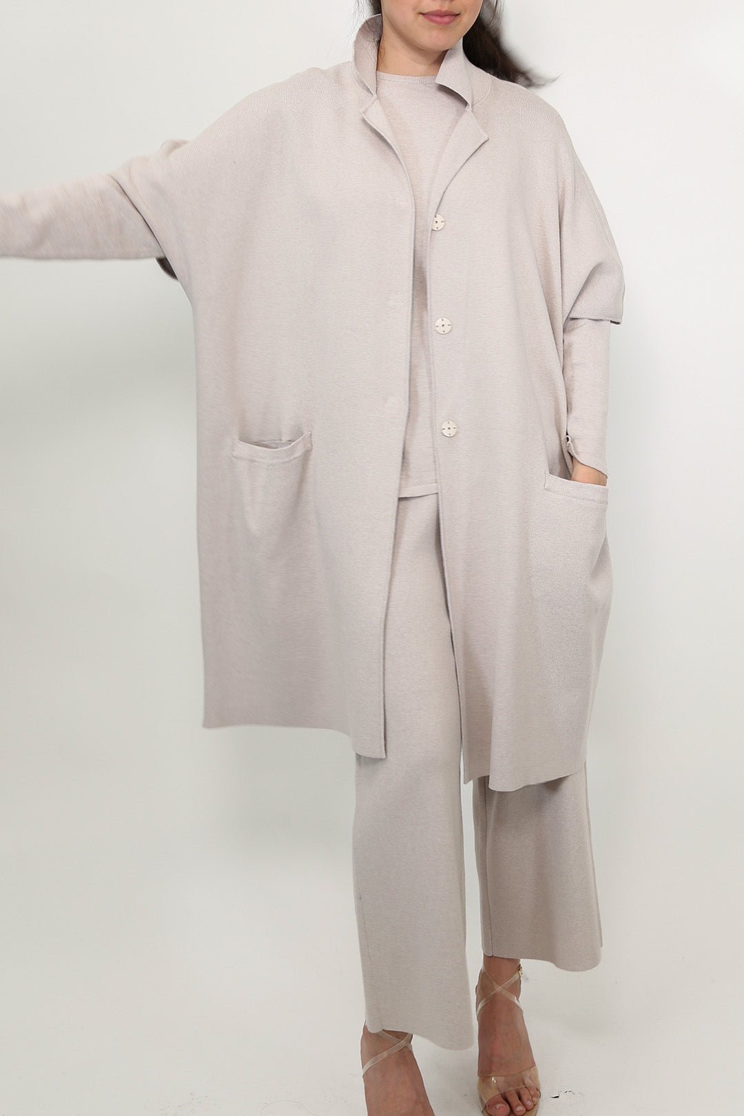 CLEO COAT IN KNIT PIMA COTTON IN HEATHER