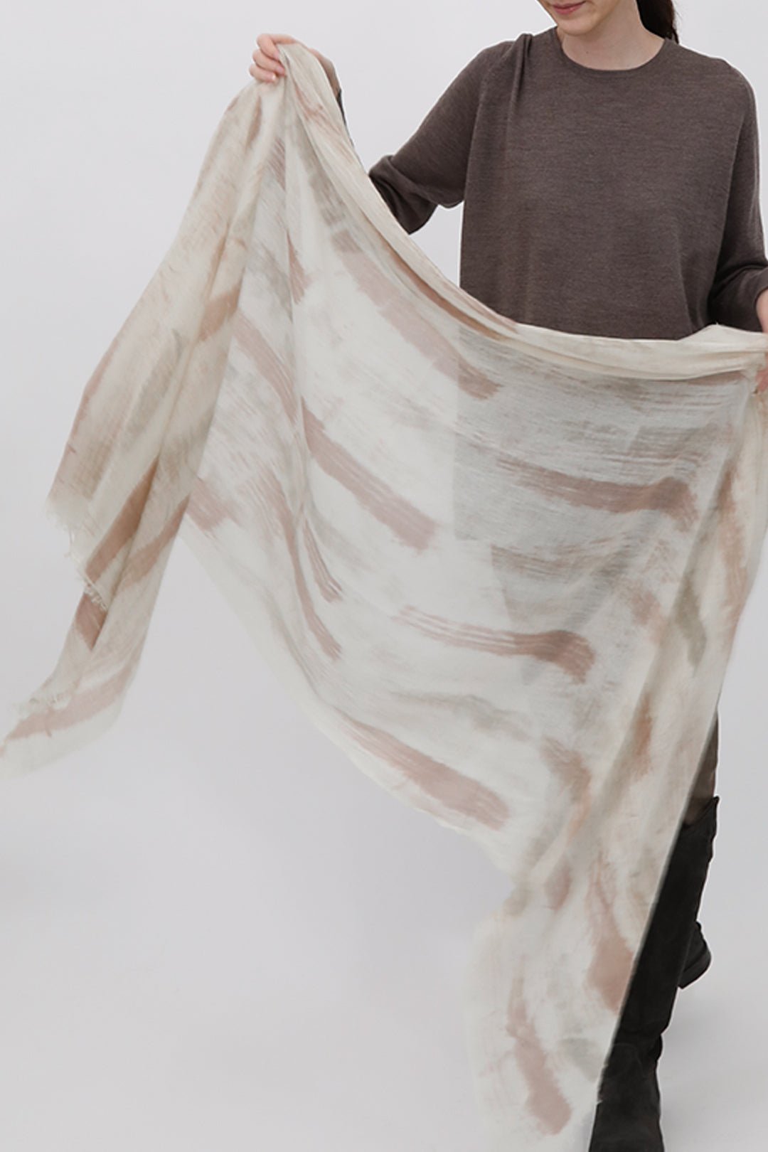 COCOA QUARTZ SCARF IN HAND DYED CASHMERE - Jarbo