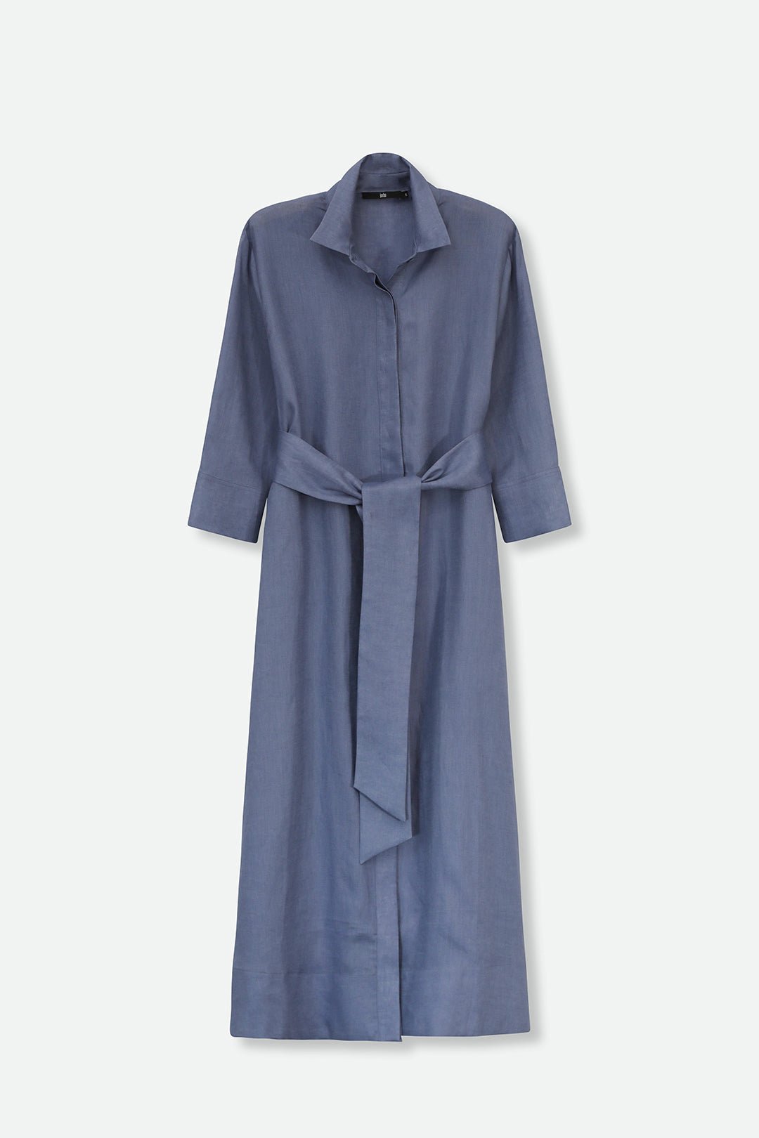 DANNI DRESS IN ITALIAN LINEN DUSTY BLUE - Jarbo