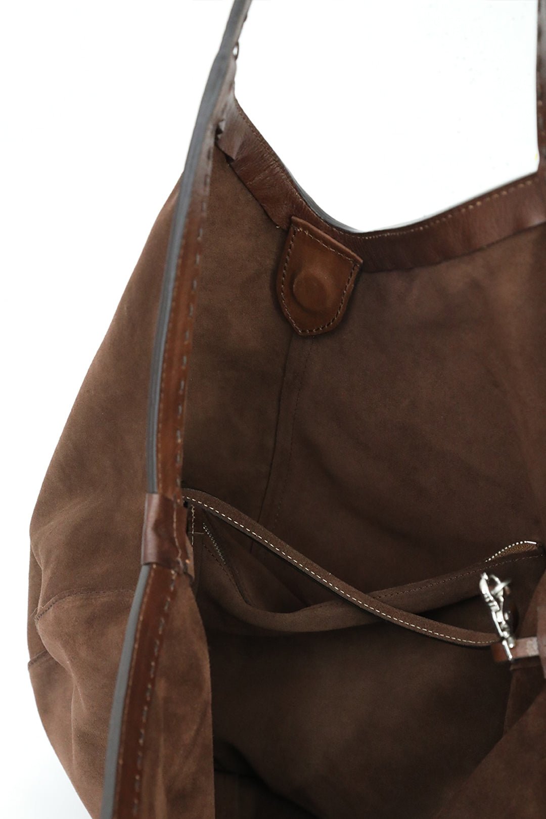 DANTE HOBO BAG IN ITALIAN DEEP MOCHA SUEDE - Jarbo