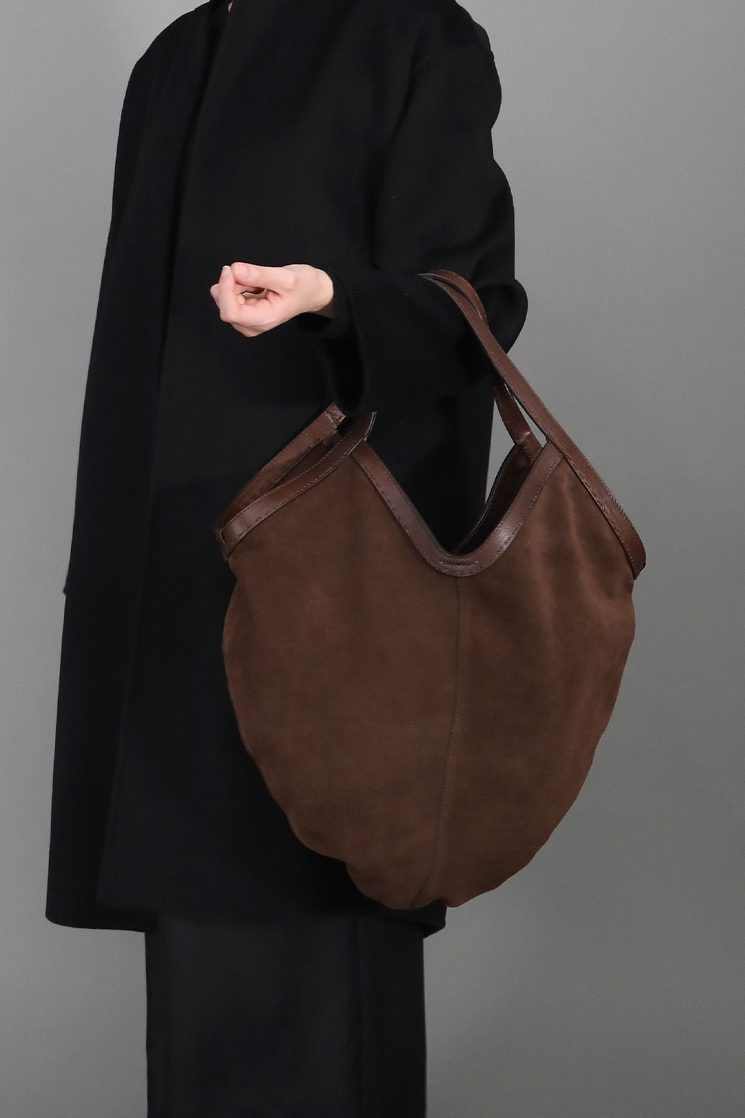 DANTE HOBO BAG IN ITALIAN DEEP MOCHA SUEDE - Jarbo
