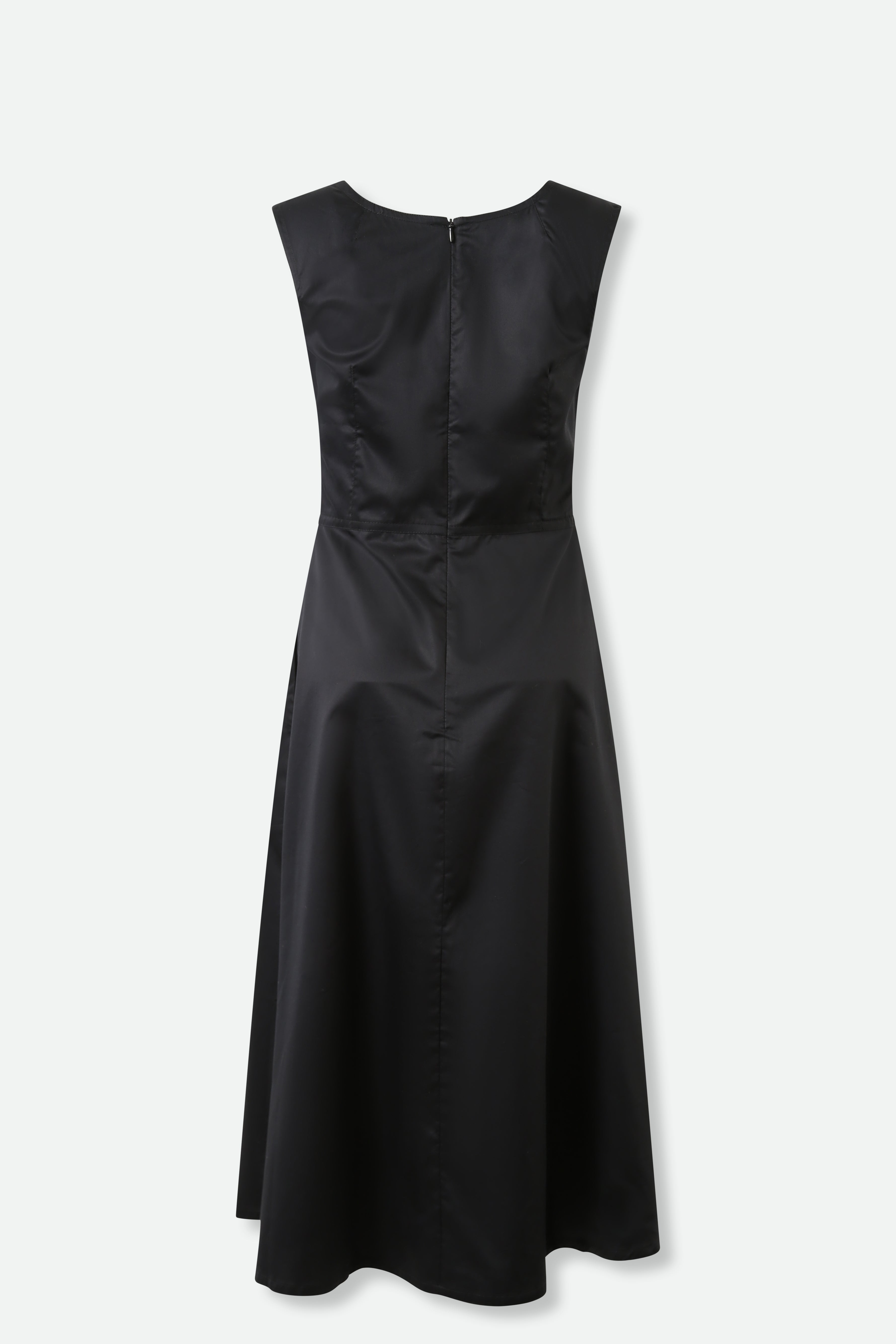 DAYA A-LINE OPEN-NECK SLEEVELESS DRESS WITH POCKETS IN COTTON POPLIN - Jarbo