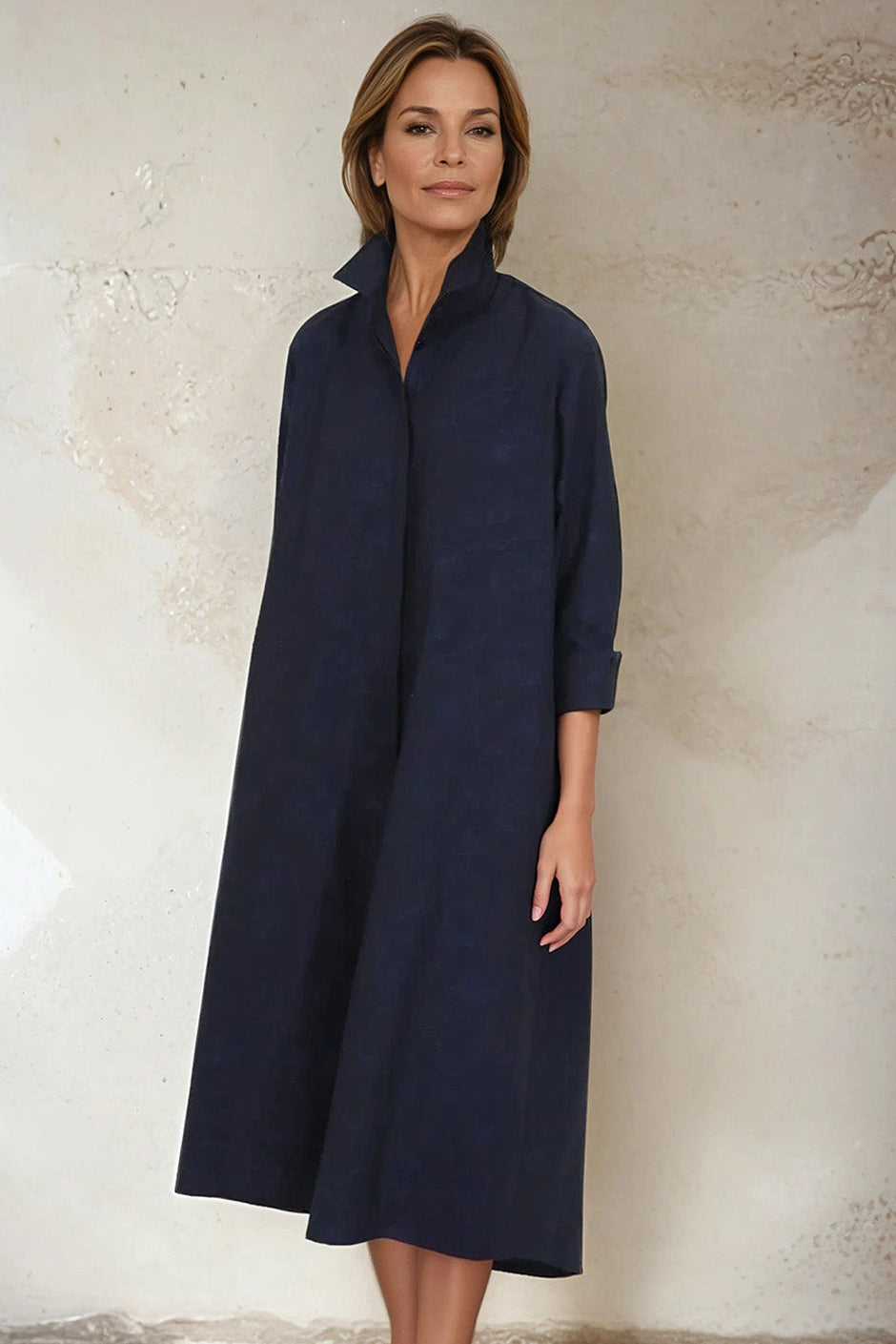 DELPHINE DRESS IN ITALIAN COTTON JACQUARD INDIGO ROSES