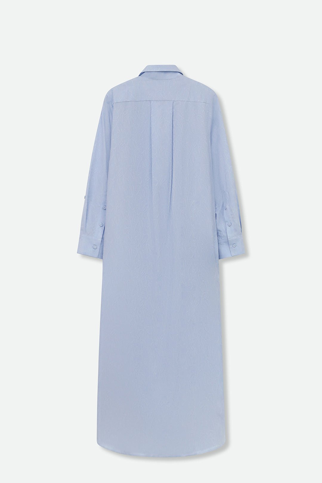 DELPHINE DRESS IN ITALIAN COTTON JACQUARD LIGHT BLUE PAISLEY - Jarbo