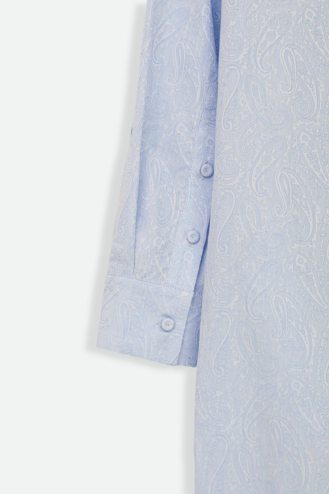 DELPHINE DRESS IN ITALIAN COTTON JACQUARD LIGHT BLUE PAISLEY - Jarbo