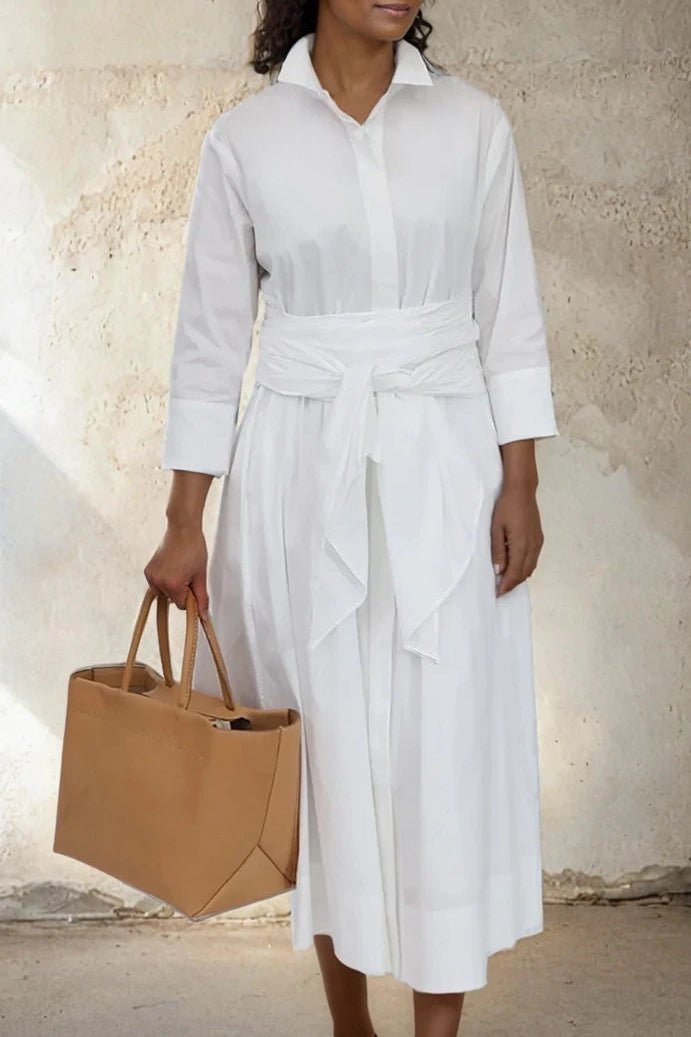 DUSK DRESS IN FINE ITALIAN POPLIN COTTON WHITE - Jarbo