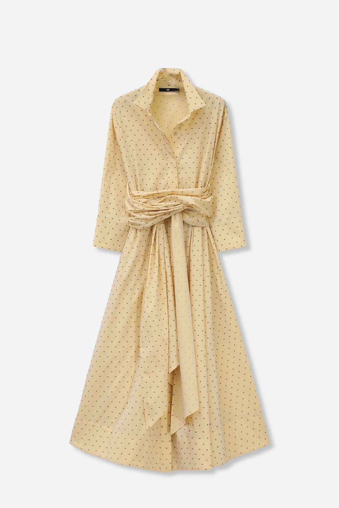 DUSK DRESS IN ITALIAN COTTON FINE POPLIN YELLOW DOT - Jarbo