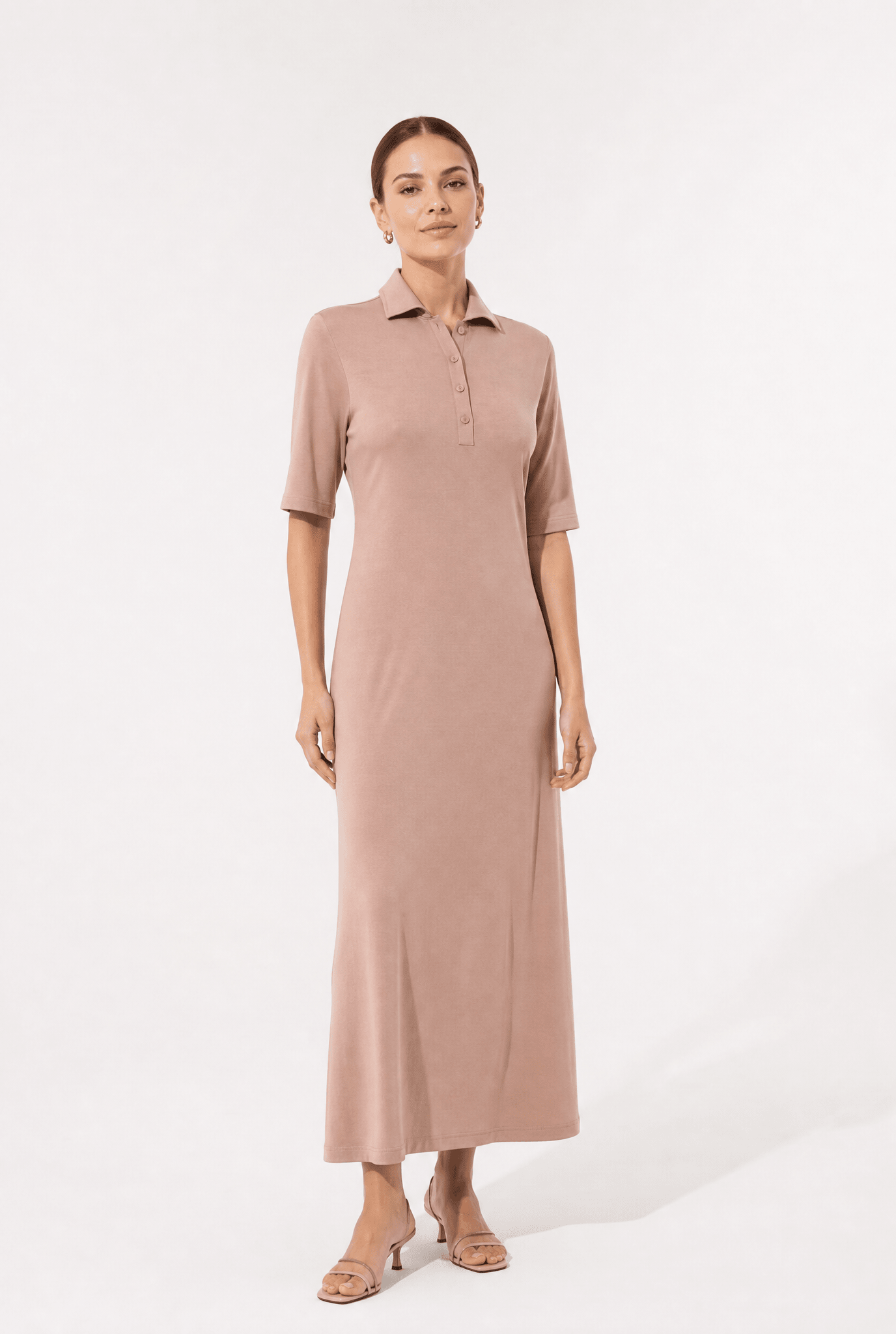 DYLAN POLO DRESS IN FINE GAUGE ITALIAN SILK COTTON SMOKEY PINK / L/XL / JCS9817