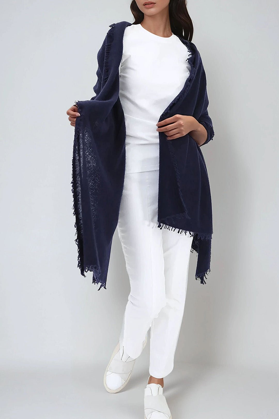 ÉLAN SCARF IN CASHMERE DARK NAVY - Jarbo