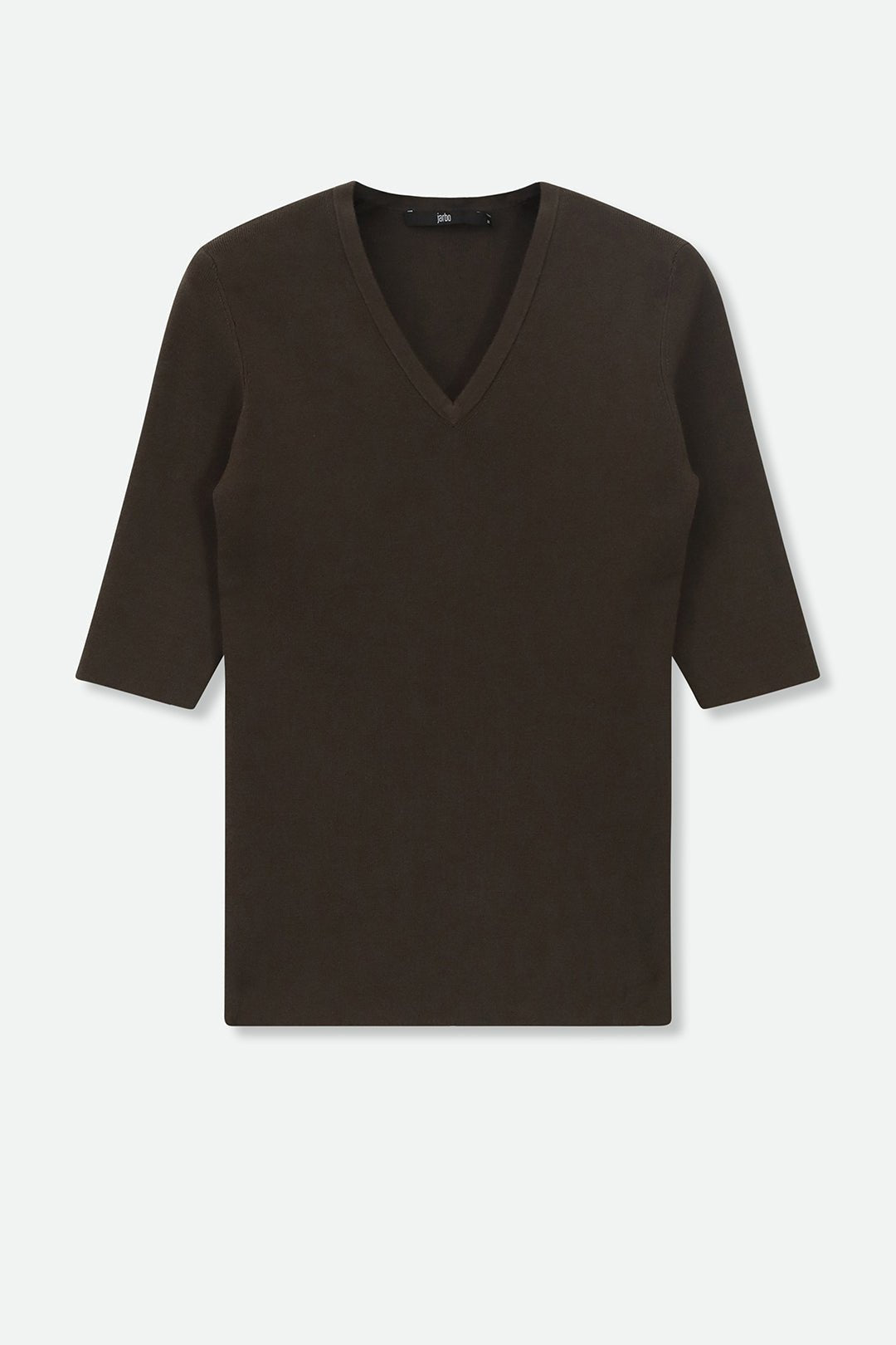 ELBOW SLEEVE V-NECK IN ITALIAN COTTON KNIT - Jarbo