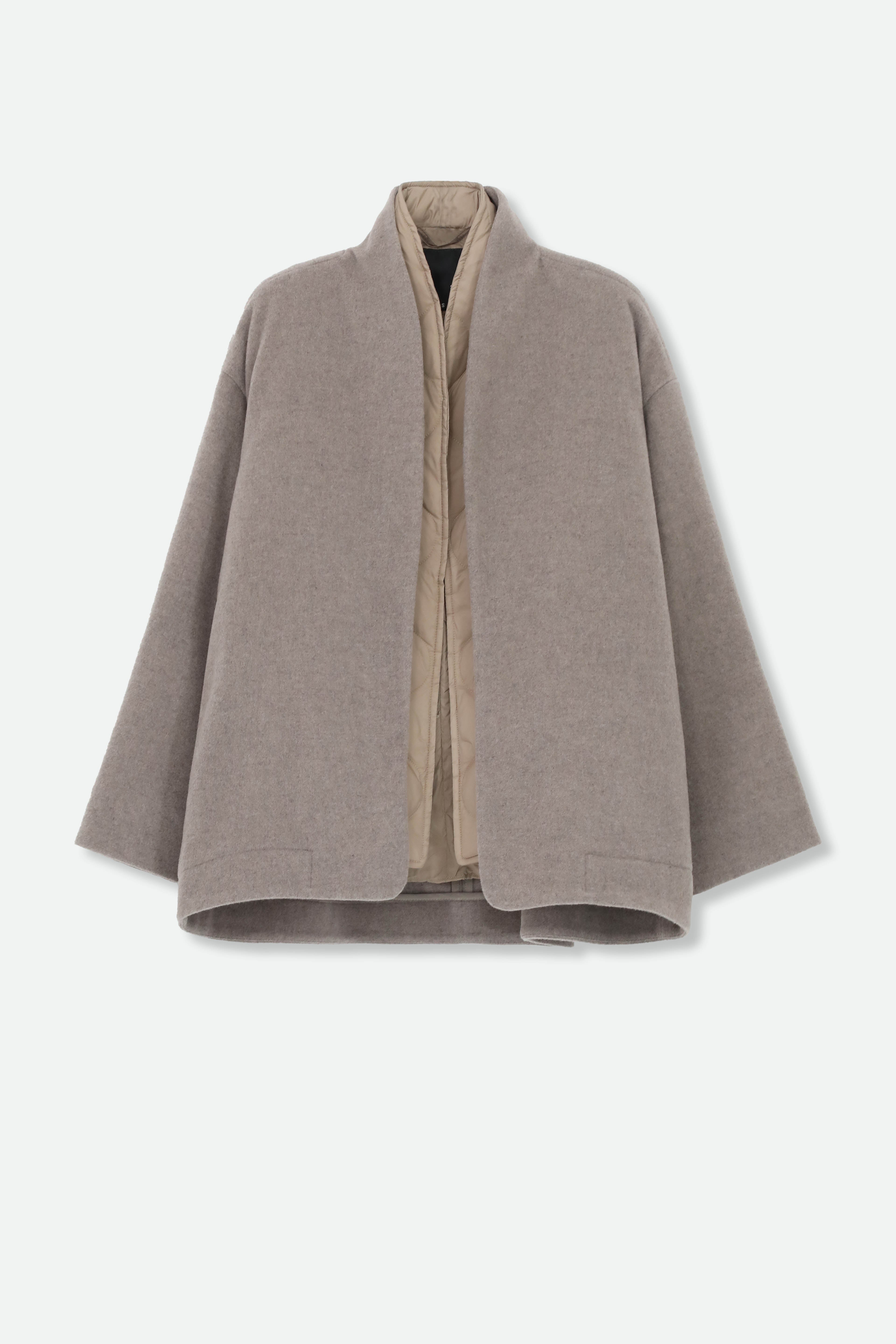 ELENA ITALIAN VIRGIN WOOL & GOOSE DOWN TWO PIECE COAT SET IN TAUPE - Jarbo