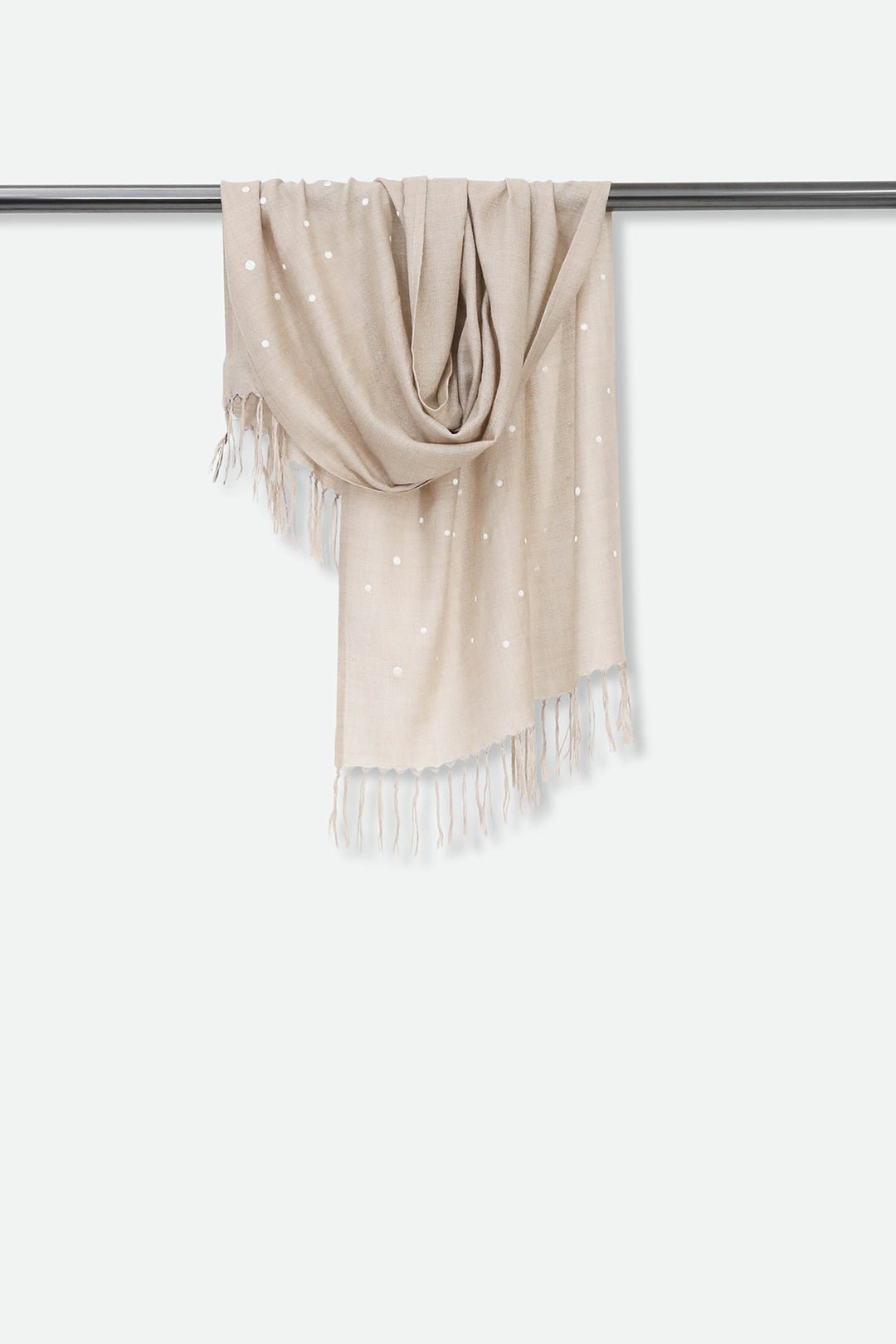 EMBROIDERED PEBBLE SAND ITALIAN CASHMERE SCARF - Jarbo