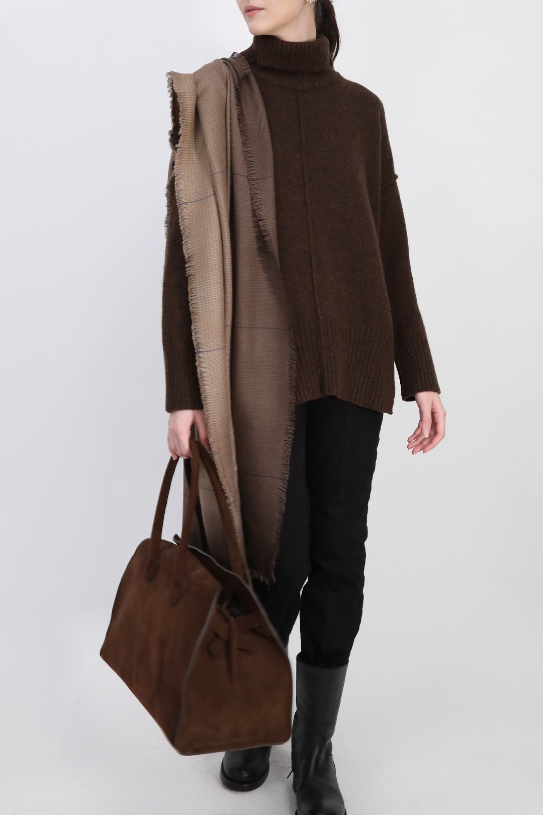 ESPRESSO WEAVE ITALIAN CASHMERE SCARF - Jarbo