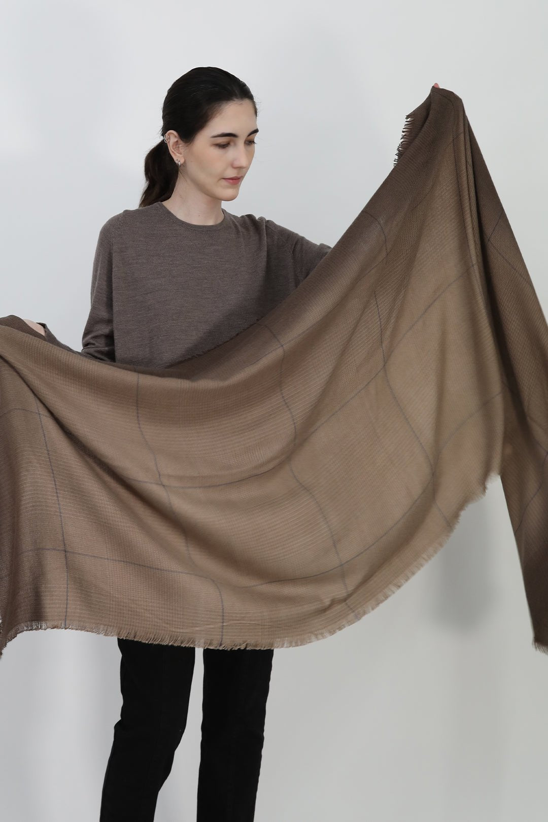 ESPRESSO WEAVE ITALIAN CASHMERE SCARF - Jarbo