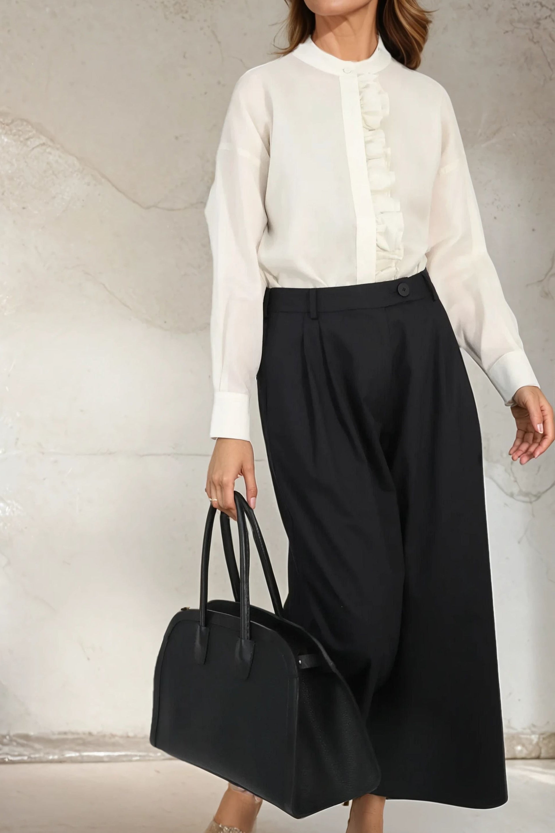 FLEUR RUFFLE SHIRT IN ITALIAN COTTON ORGANZA - Jarbo