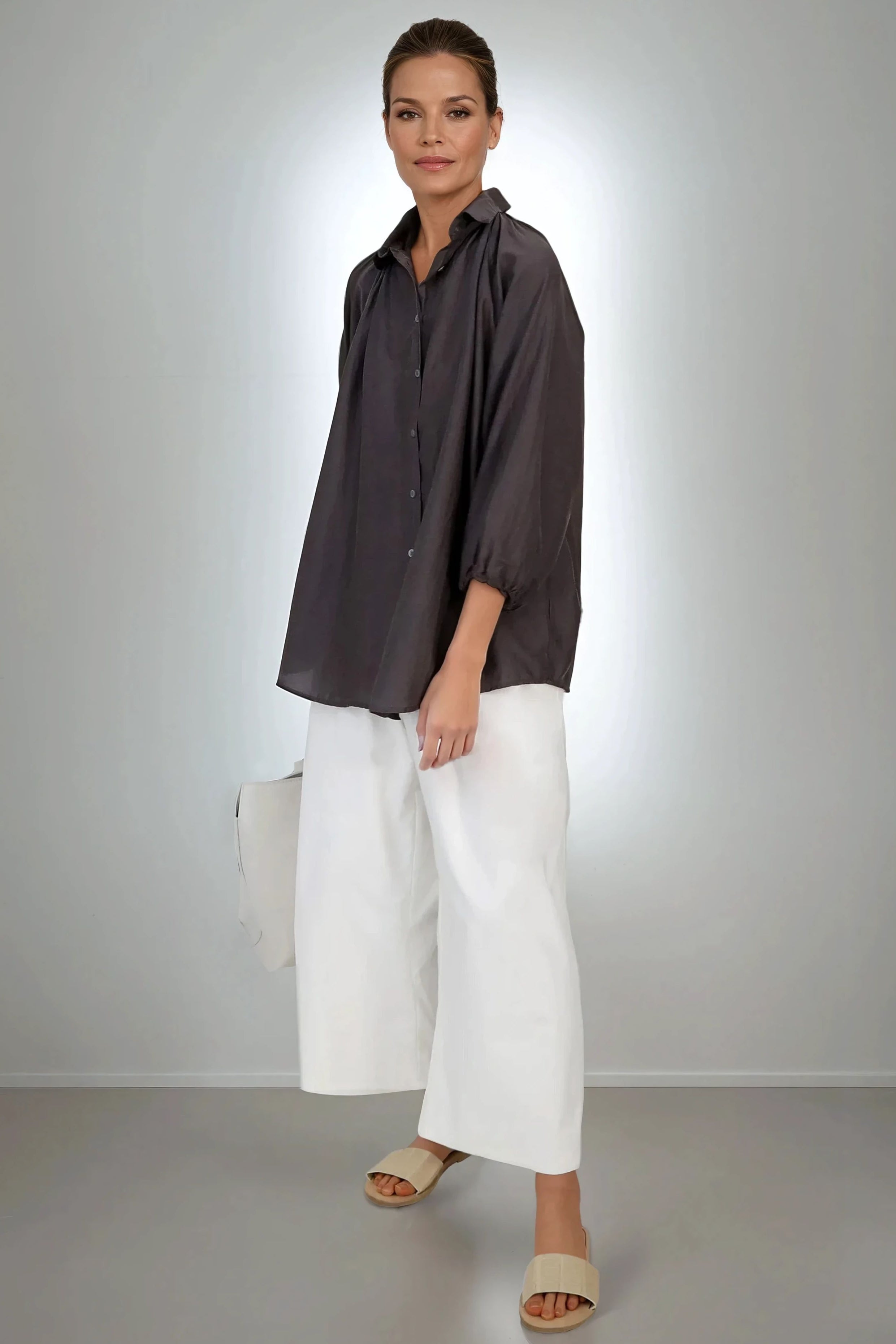 FLOWY OVERSIZED BLOUSE IN SILK COTTON - Jarbo