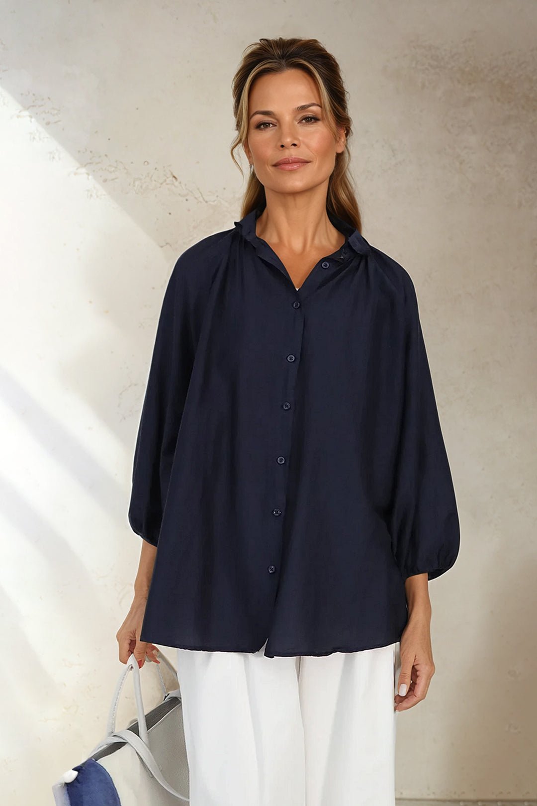 FLOWY OVERSIZED BLOUSE IN SILK COTTON - Jarbo