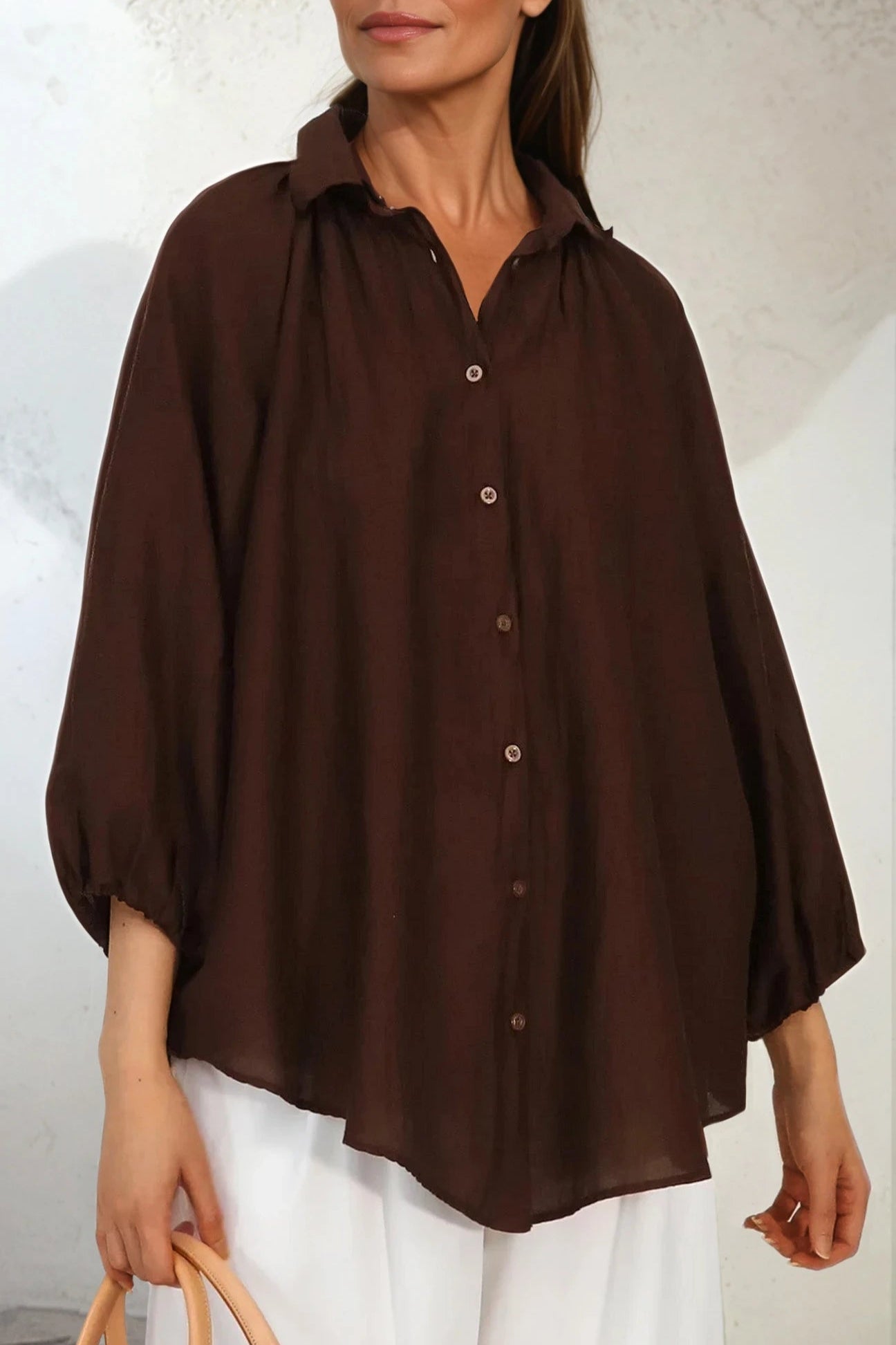 FLOWY OVERSIZED BLOUSE IN SILK COTTON - Jarbo