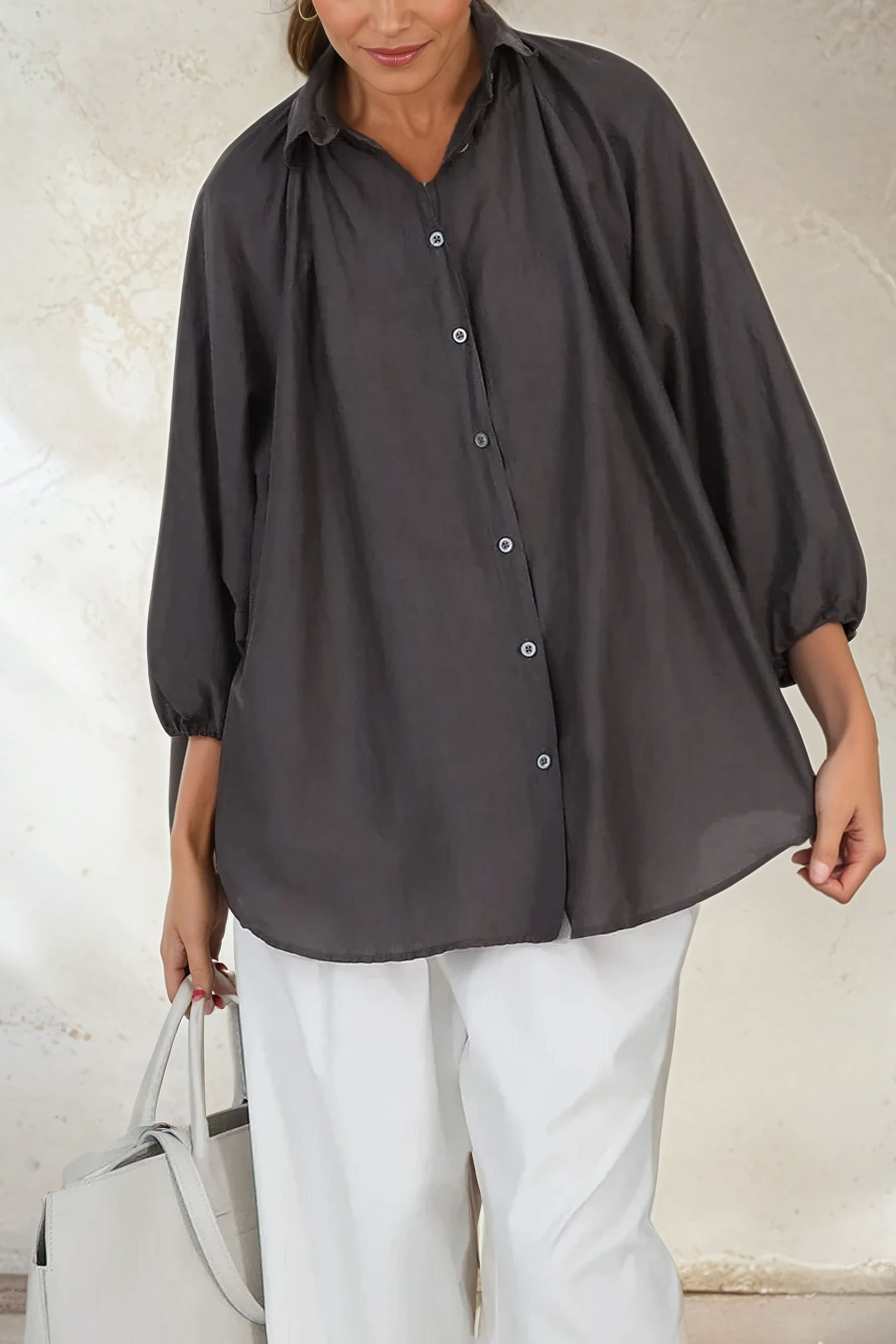 FLOWY OVERSIZED BLOUSE IN SILK COTTON - Jarbo
