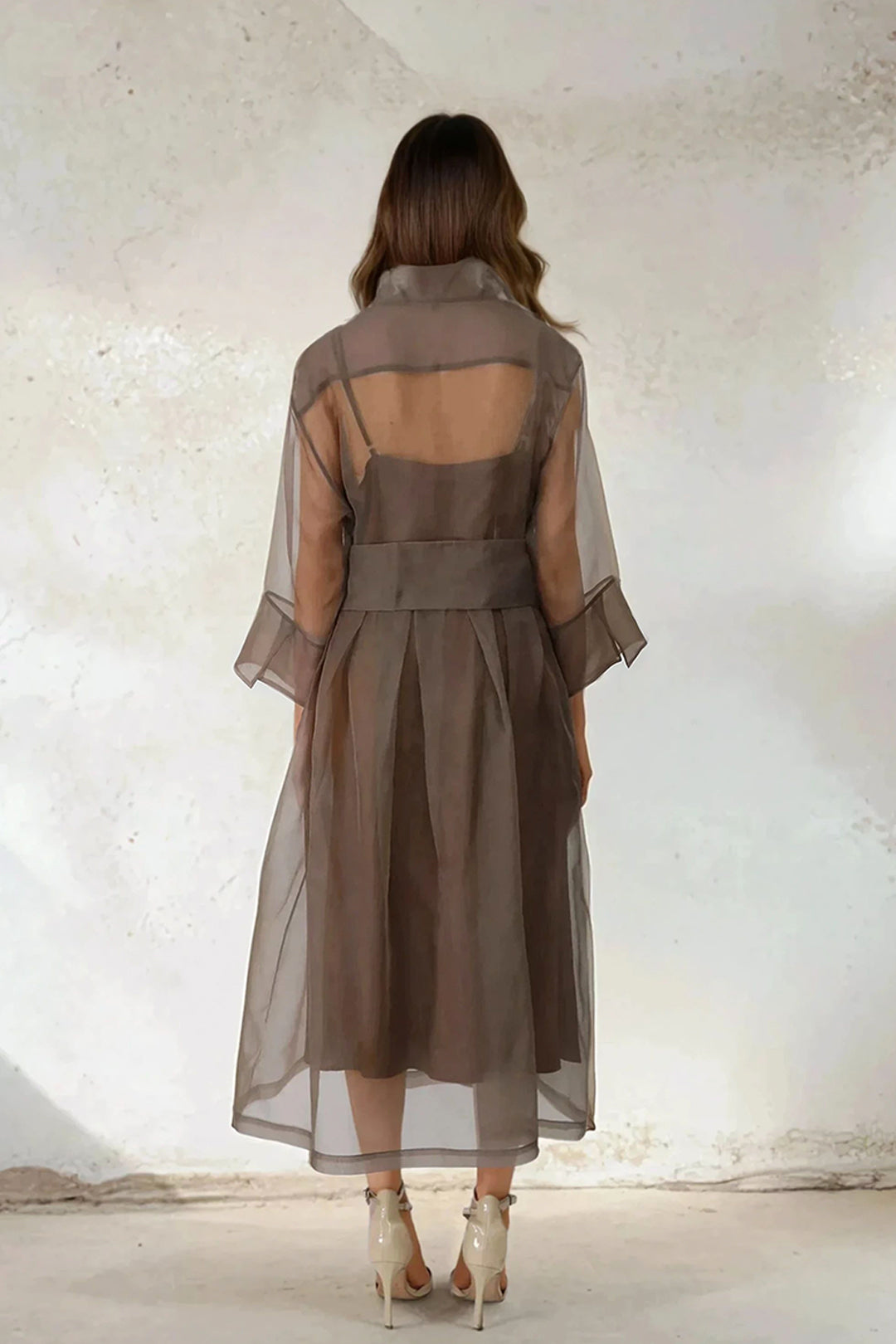 GABRIELLE DRESS IN SILK ORGANZA COCOA