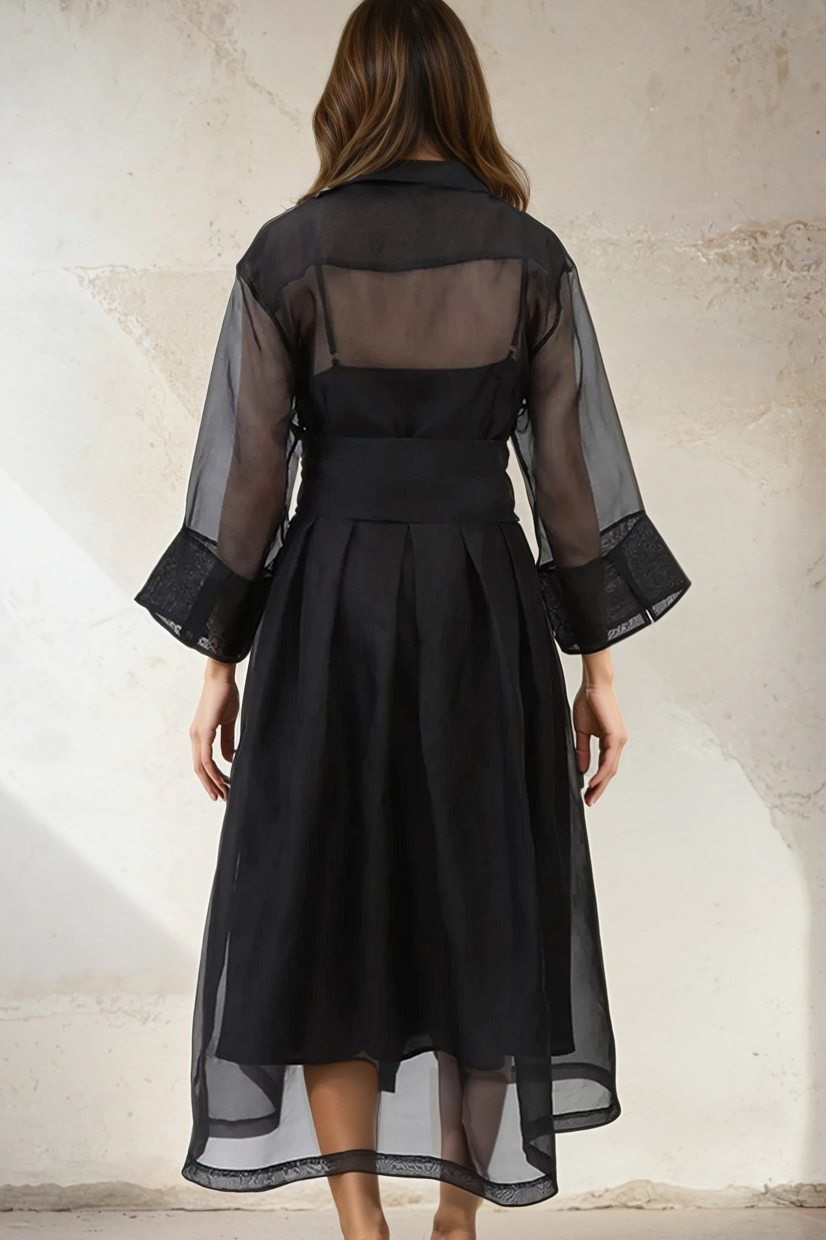 GABRIELLE DRESS IN SILK ORGANZA BLACK - Jarbo