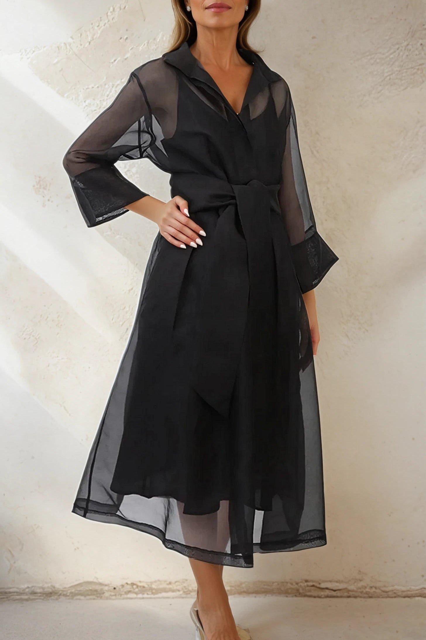 GABRIELLE DRESS IN SILK ORGANZA BLACK - Jarbo