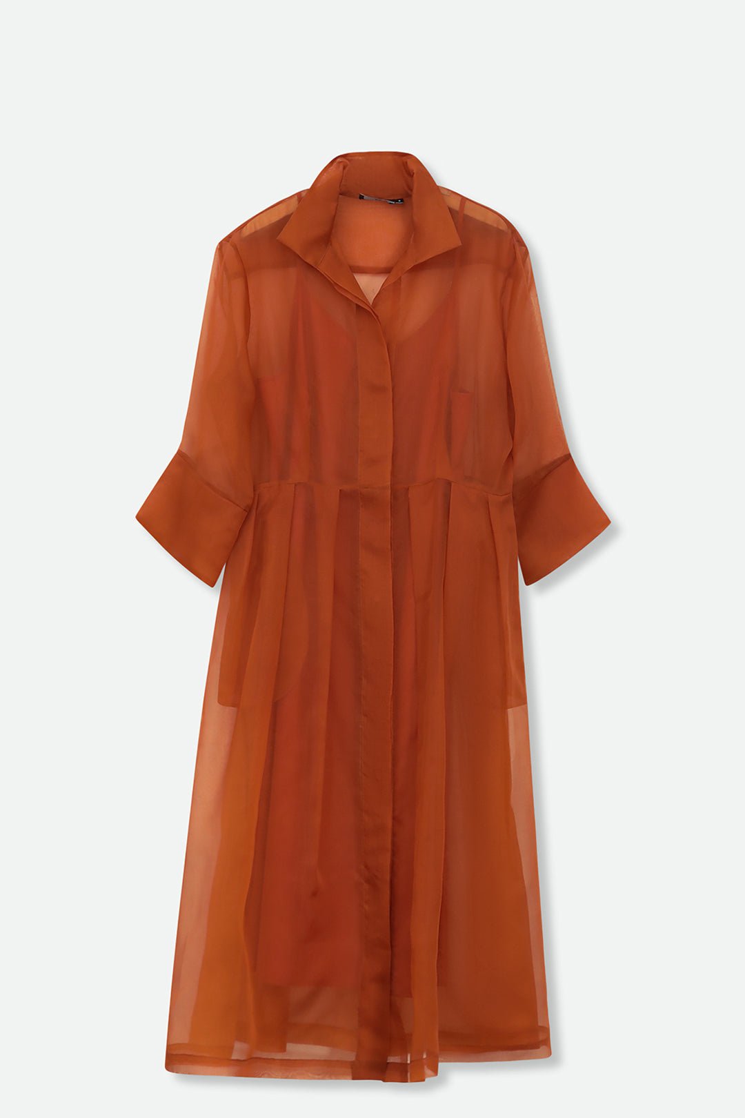 GABRIELLE DRESS IN SILK ORGANZA BURNT ORANGE - Jarbo