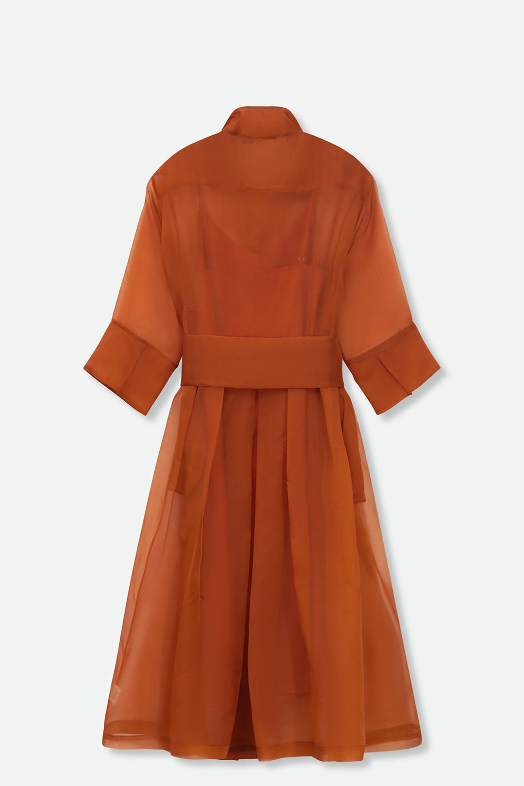 GABRIELLE DRESS IN SILK ORGANZA BURNT ORANGE - Jarbo