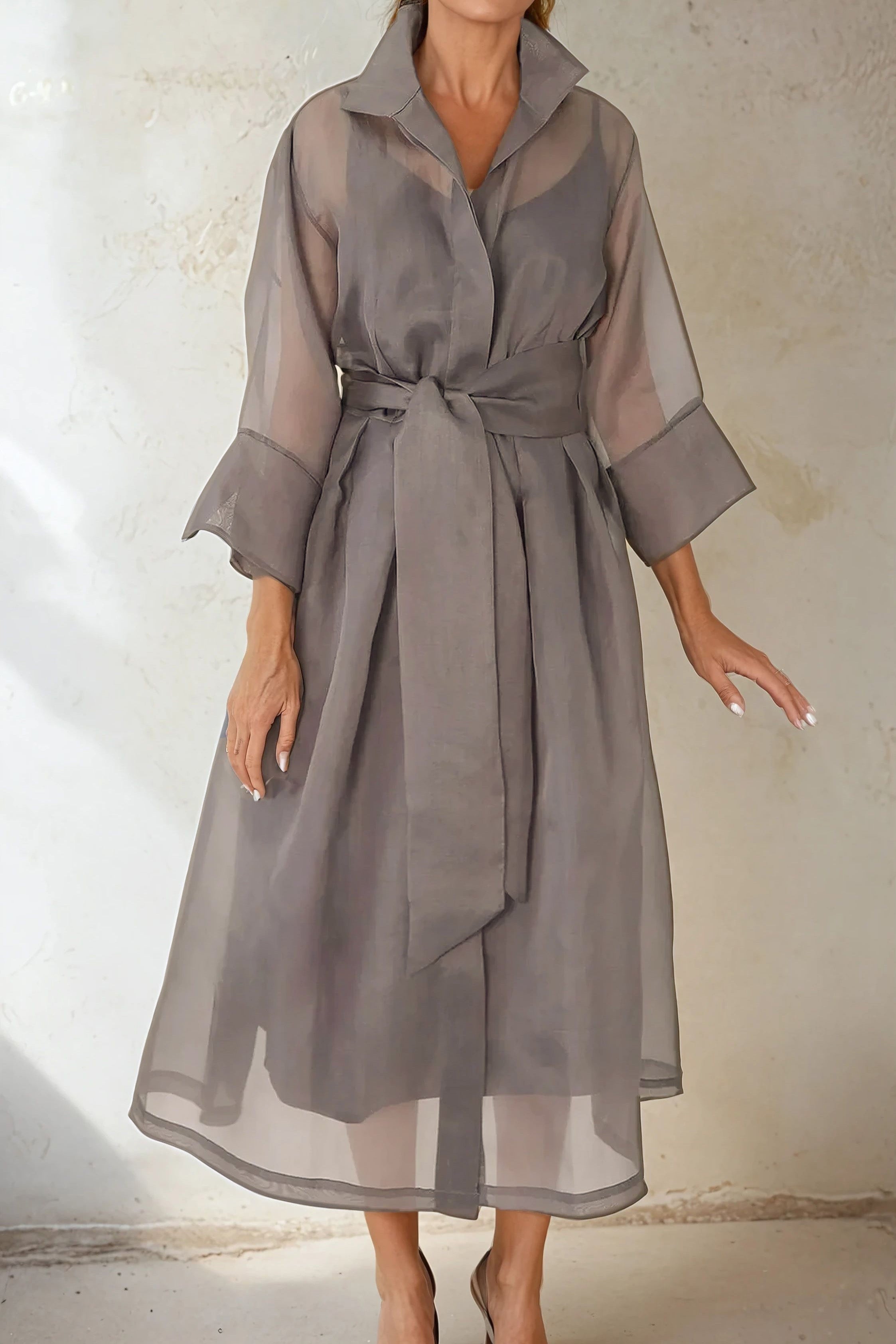 GABRIELLE DRESS IN SILK ORGANZA COCOA - Jarbo
