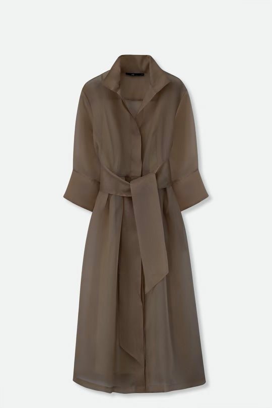 GABRIELLE DRESS IN SILK ORGANZA COCOA - Jarbo