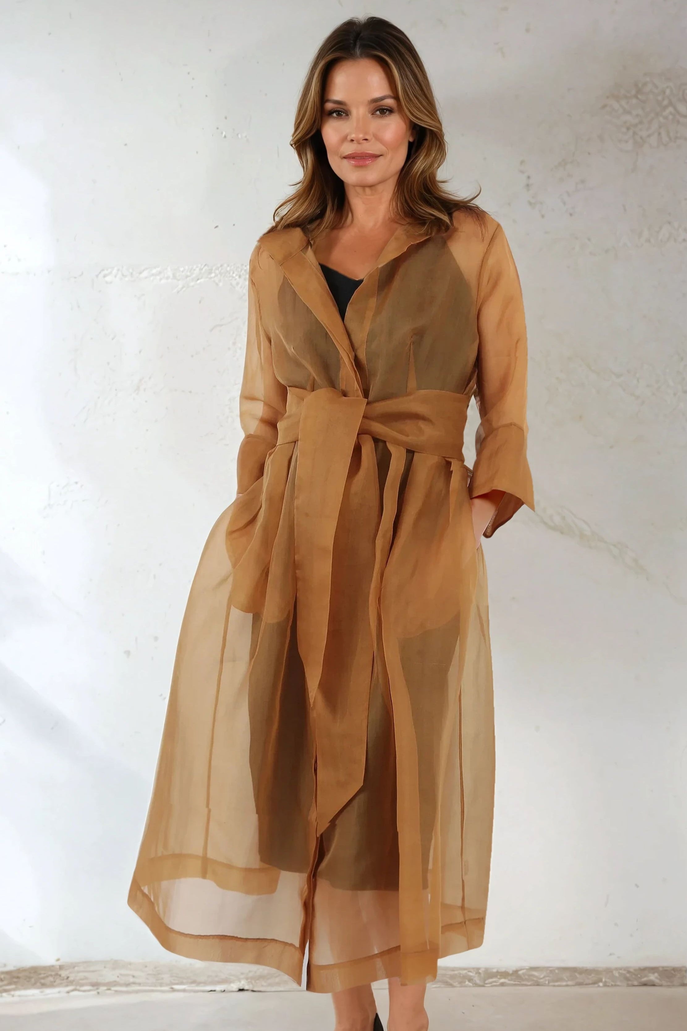GABRIELLE DRESS IN SILK ORGANZA IN COPPER - Jarbo
