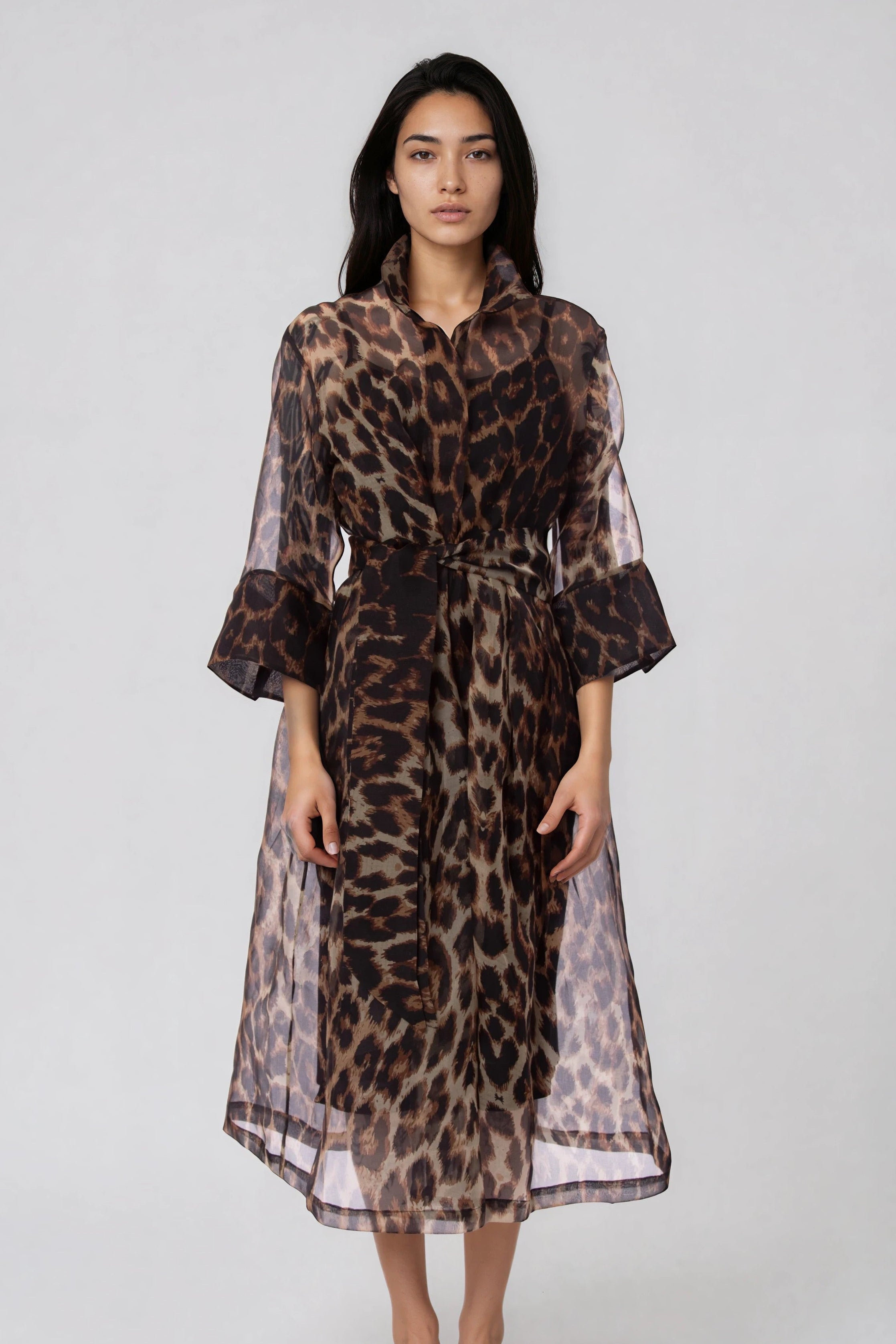 GABRIELLE DRESS IN SILK ORGANZA LEOPARD - Jarbo