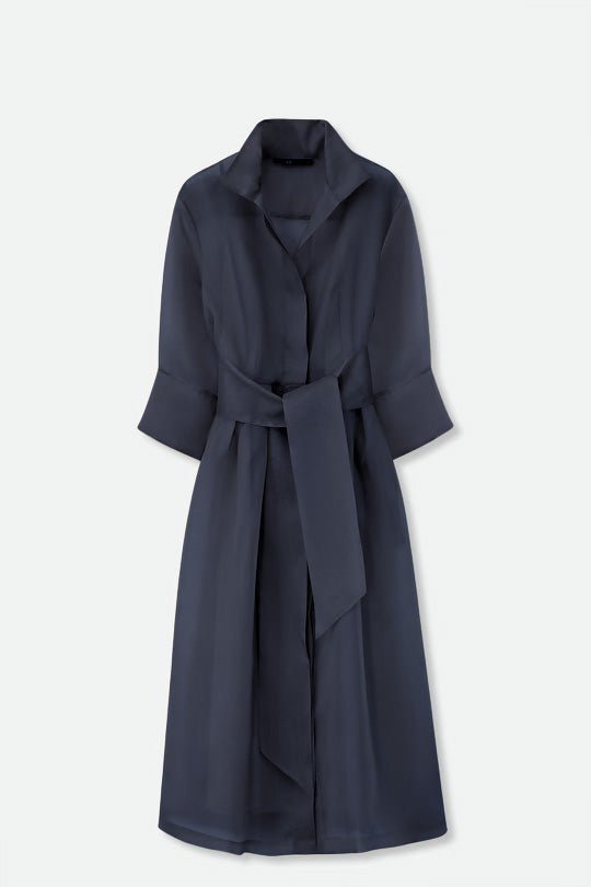 GABRIELLE DRESS IN SILK ORGANZA NAVY - Jarbo