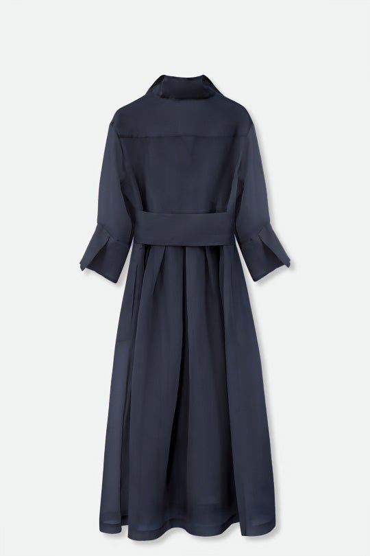 GABRIELLE DRESS IN SILK ORGANZA NAVY - Jarbo