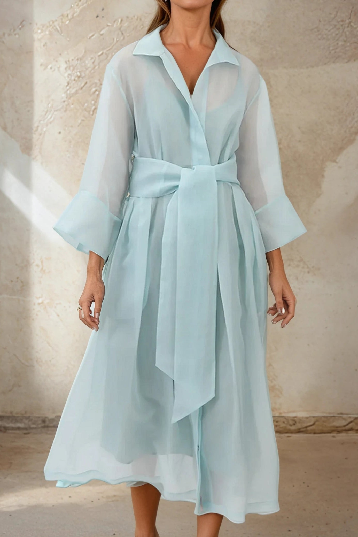 GABRIELLE DRESS IN SILK ORGANZA SEABREEZE - Jarbo