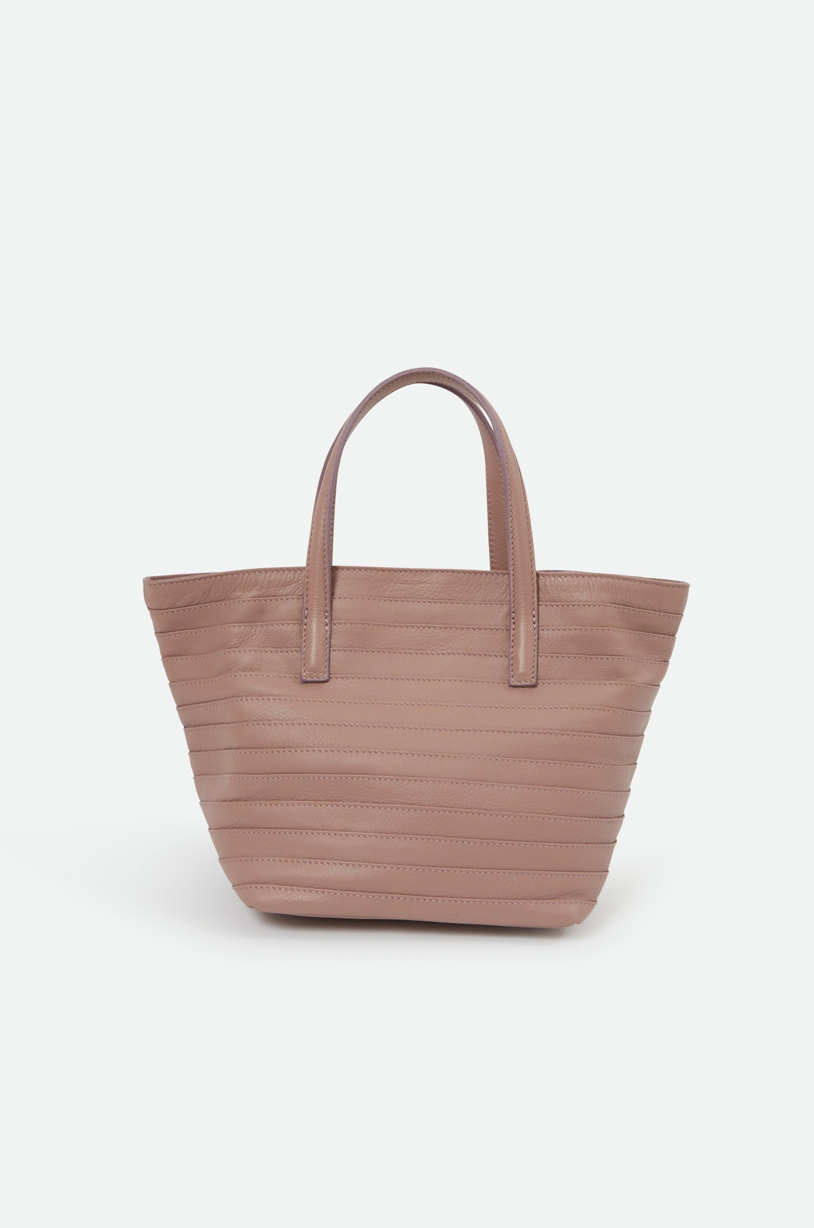 GAIA STRIPE LEATHER SMALL HANDBAG MUTED ROSE - Jarbo