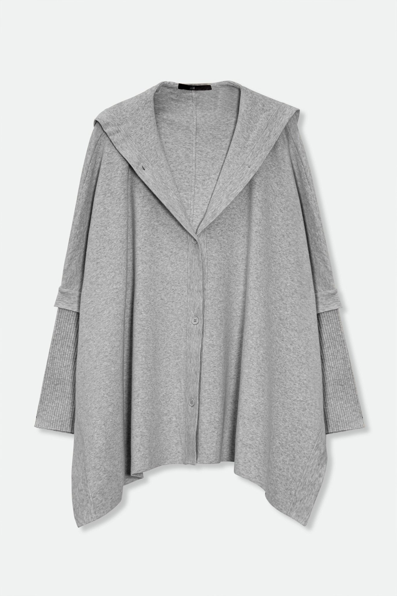 HARPER HOODED CAPE IN DOUBLE KNIT PIMA COTTON STRETCH - Jarbo